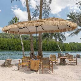 Ainfox - 13ft Thatched Hawaii Tiki Umbrella - Nature