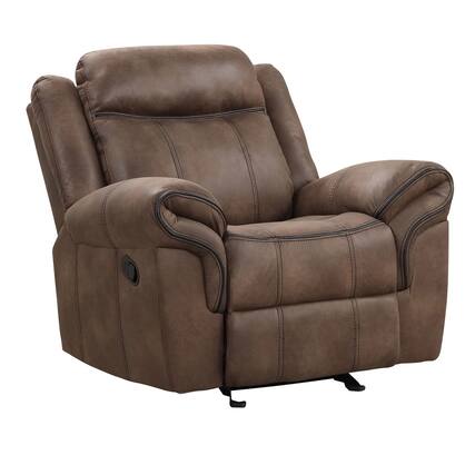 Front. Manhattan Lane - Arisa Manual Glider Recliner Chair, Faux Leather, Pillow Arms - Brown, Black.