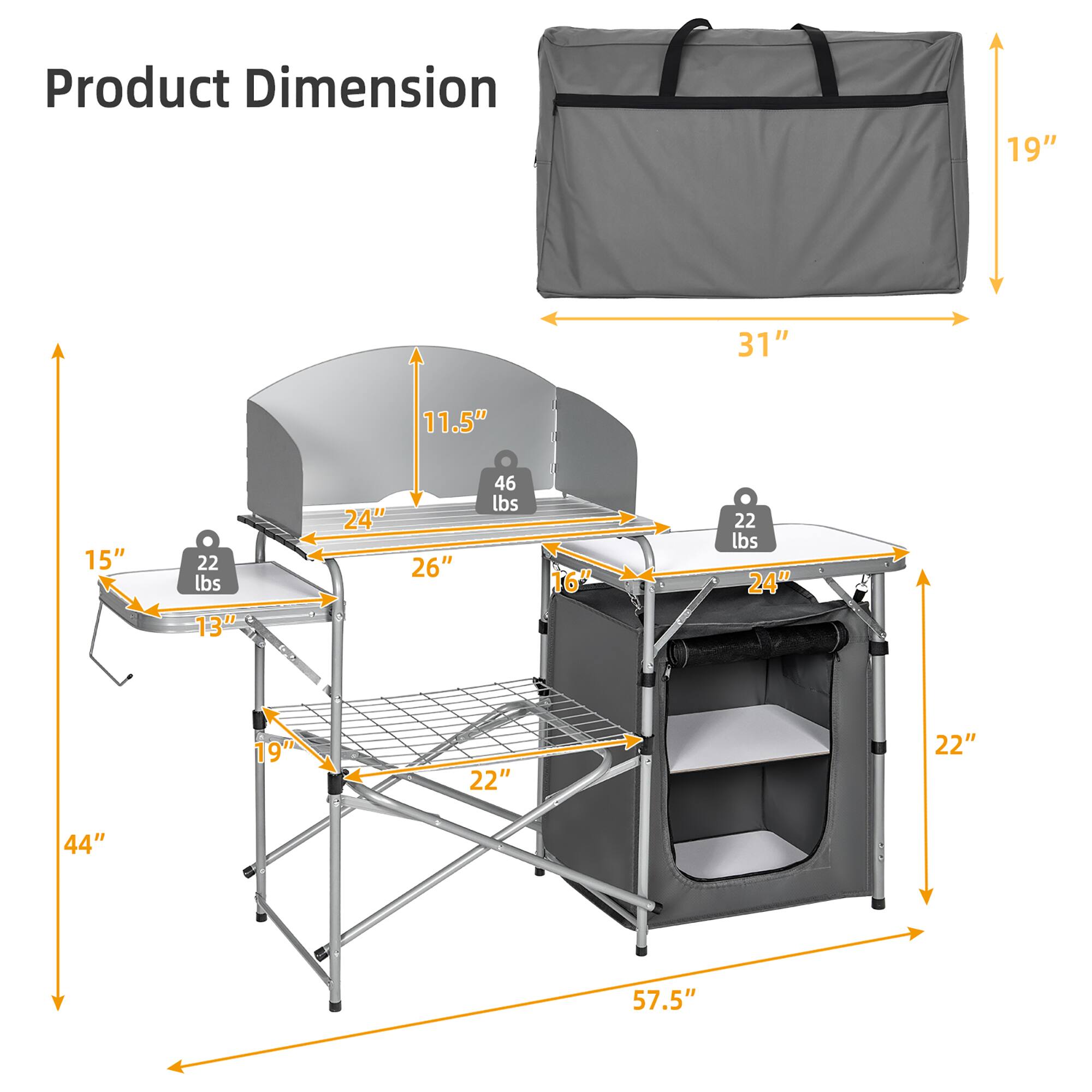 Product Dimension: 19" x 31" x 11.5" x 15" x 22 lbs x 13" x 24" x 26" x 46 lbs x 16" x 22 lbs x 24" x 19" x 22" x 22" x 44" x 57.5".