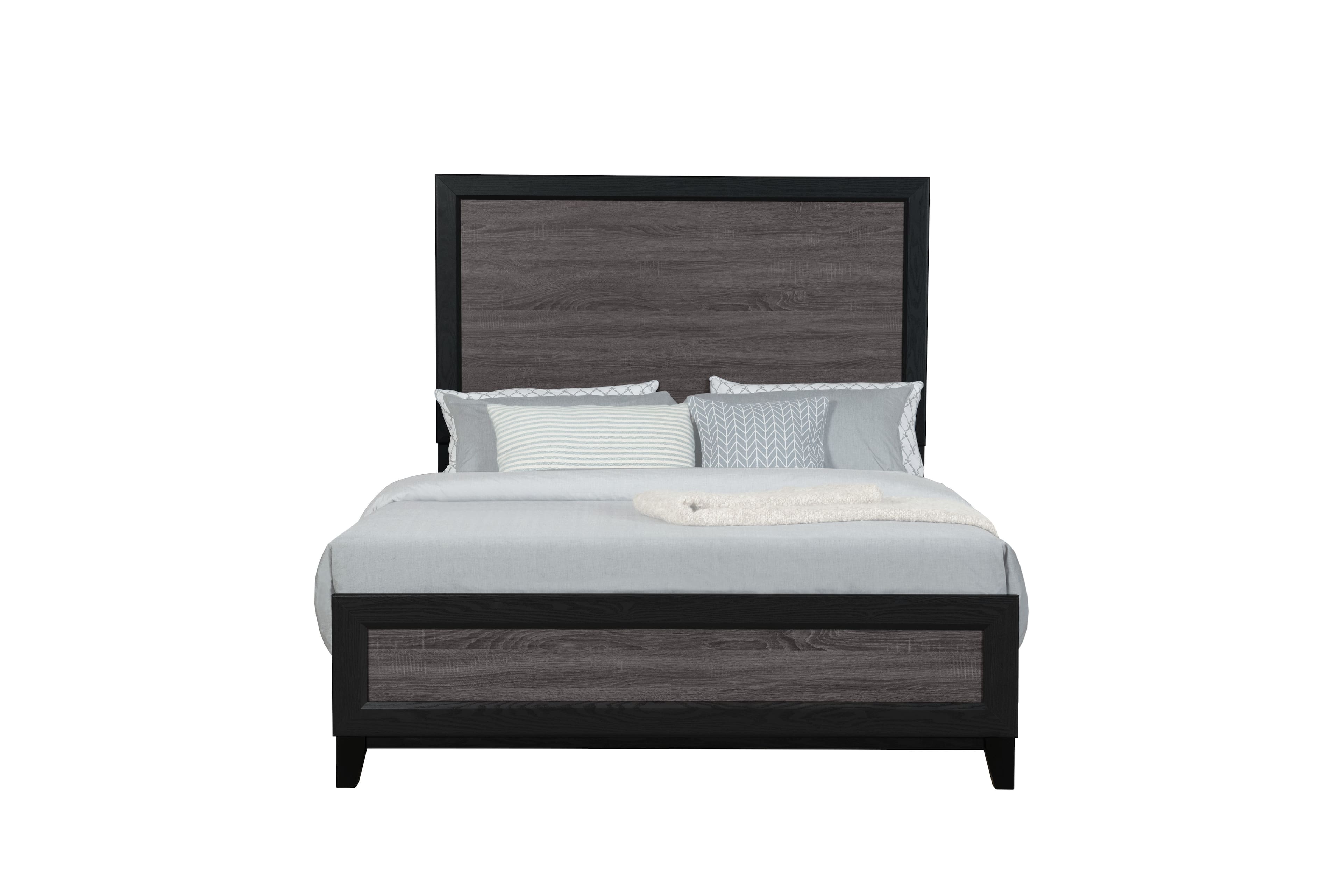 Spaco - Queen Bed Frame for Bedroom - Black+ Gray