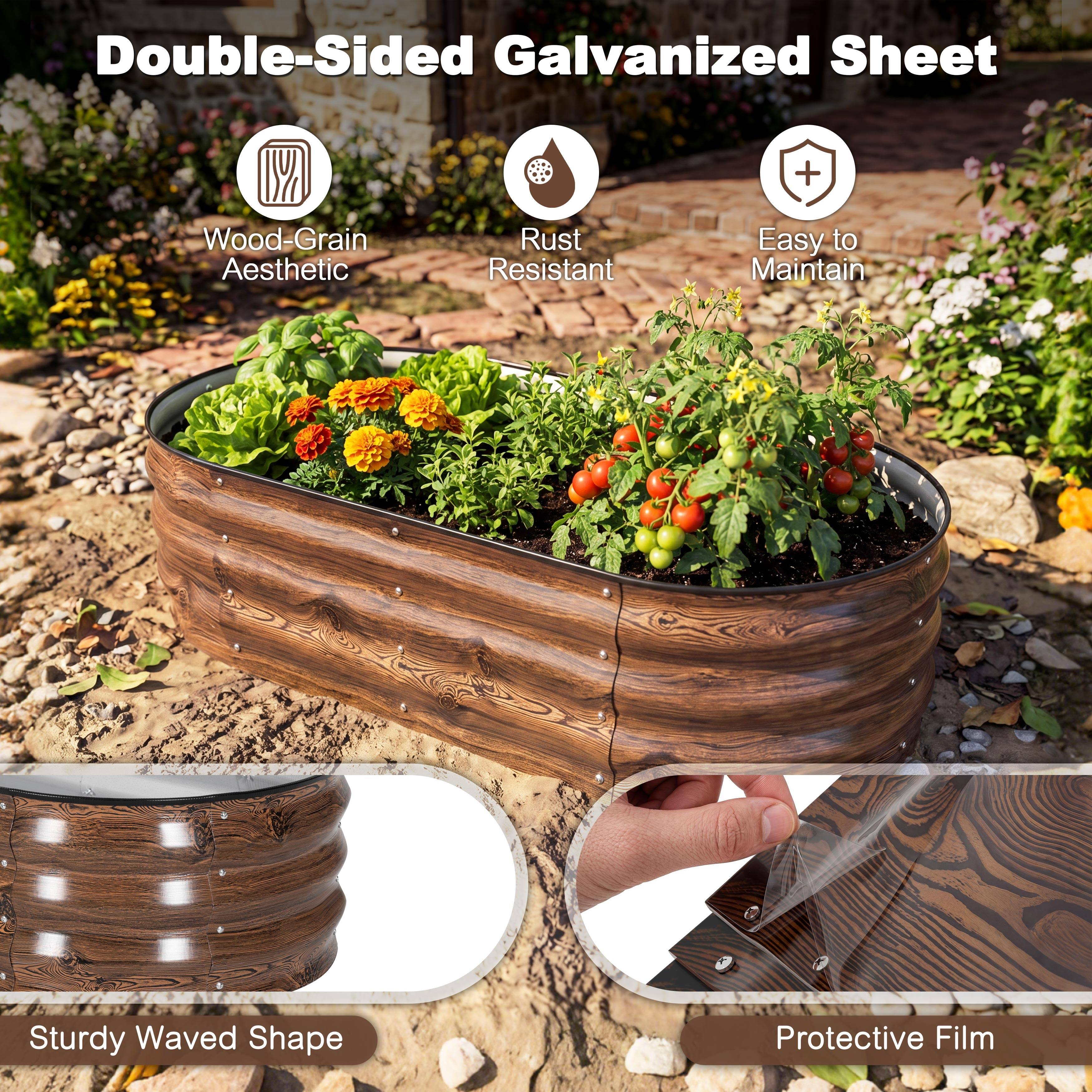 Double-Sided Galvanized Sheet

- Wood-Grain Aesthetic
- Rust Resistant
- Easy to Maintain
- Sturdy Waved Shape
- Protective Film