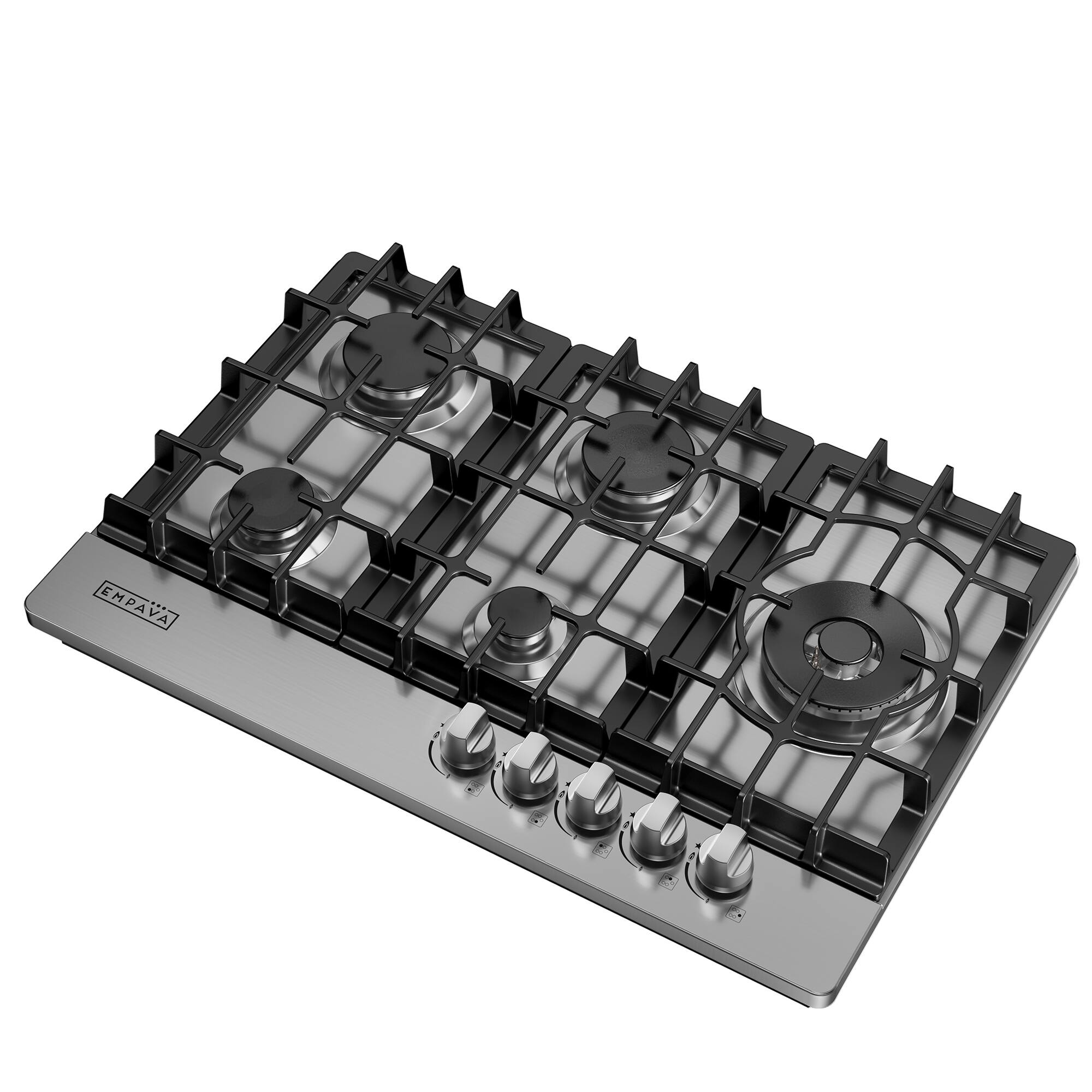Alt View 4. Empava - 30 in. 5 Burners Recessed Natural Gas Cooktop - Stainless Steel.