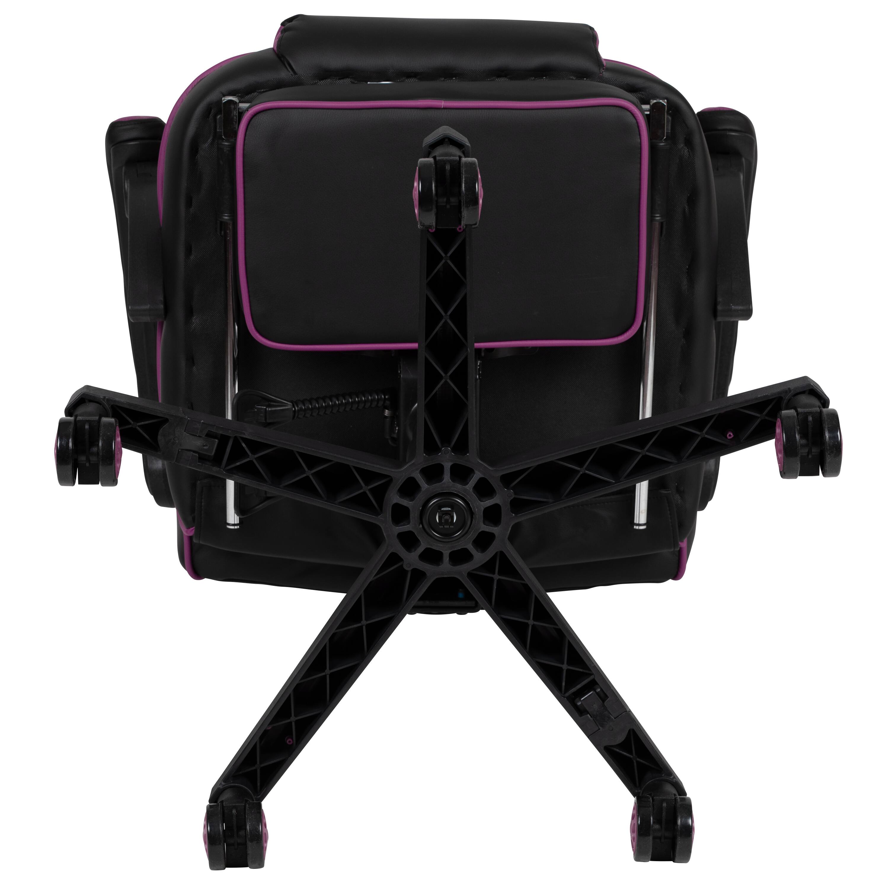 Alt View 10. Emma + Oliver - Ergonomic Gaming Chair -Recline Back/Arms, Footrest, Massaging Lumbar - Black with Purple Trim.