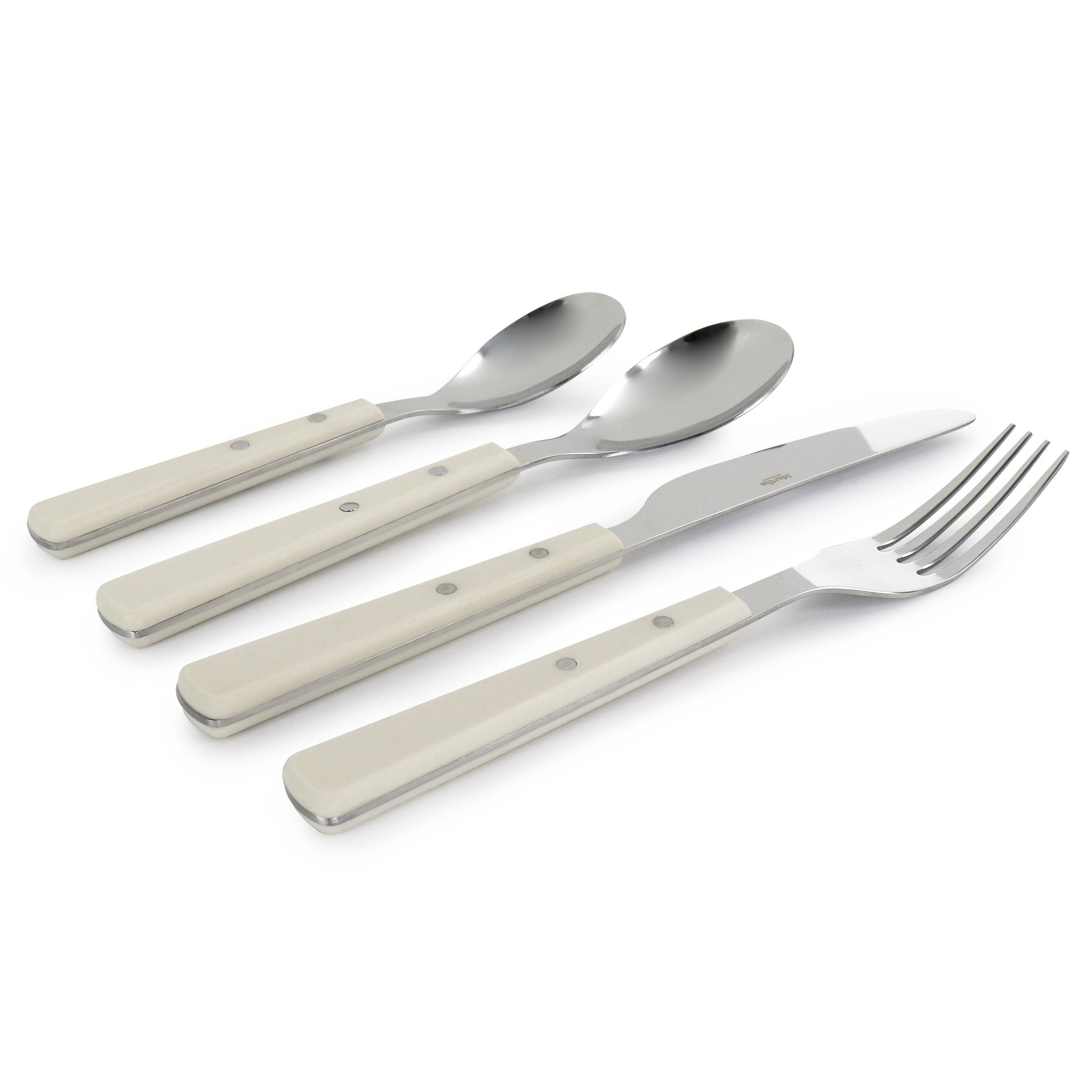Alt View 2. Martha Stewart - Martha Stewart Garden Cottage 16 Piece Stainless Steel Flatware Set in Cream - Cream.
