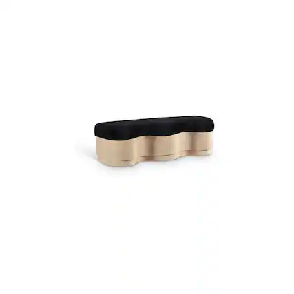 Front. Meridian Furniture - Savoy Black Velour Fur Fabric Bench - Black.