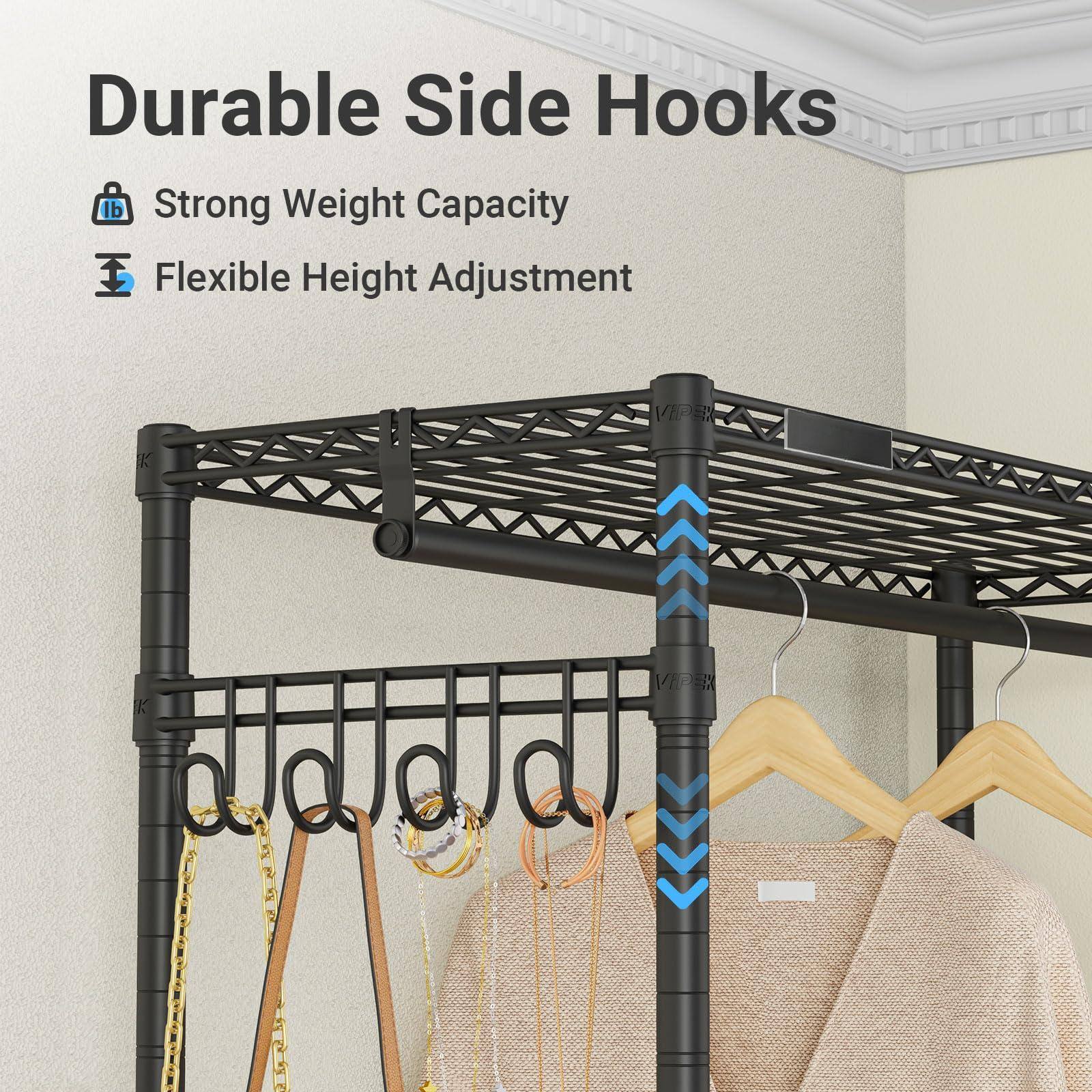 Durable Side Hooks

- Strong Weight Capacity
- Flexible Height Adjustment