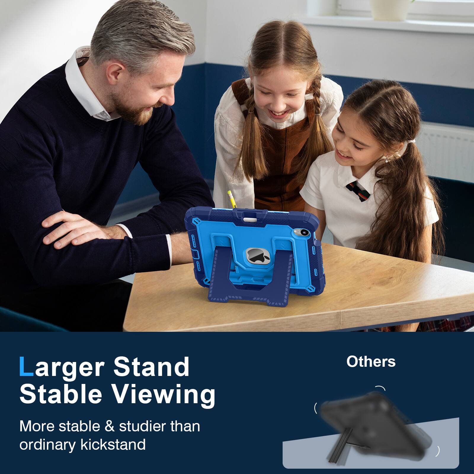 Larger Stand Stable Viewing  
More stable & sturdier than ordinary kickstand