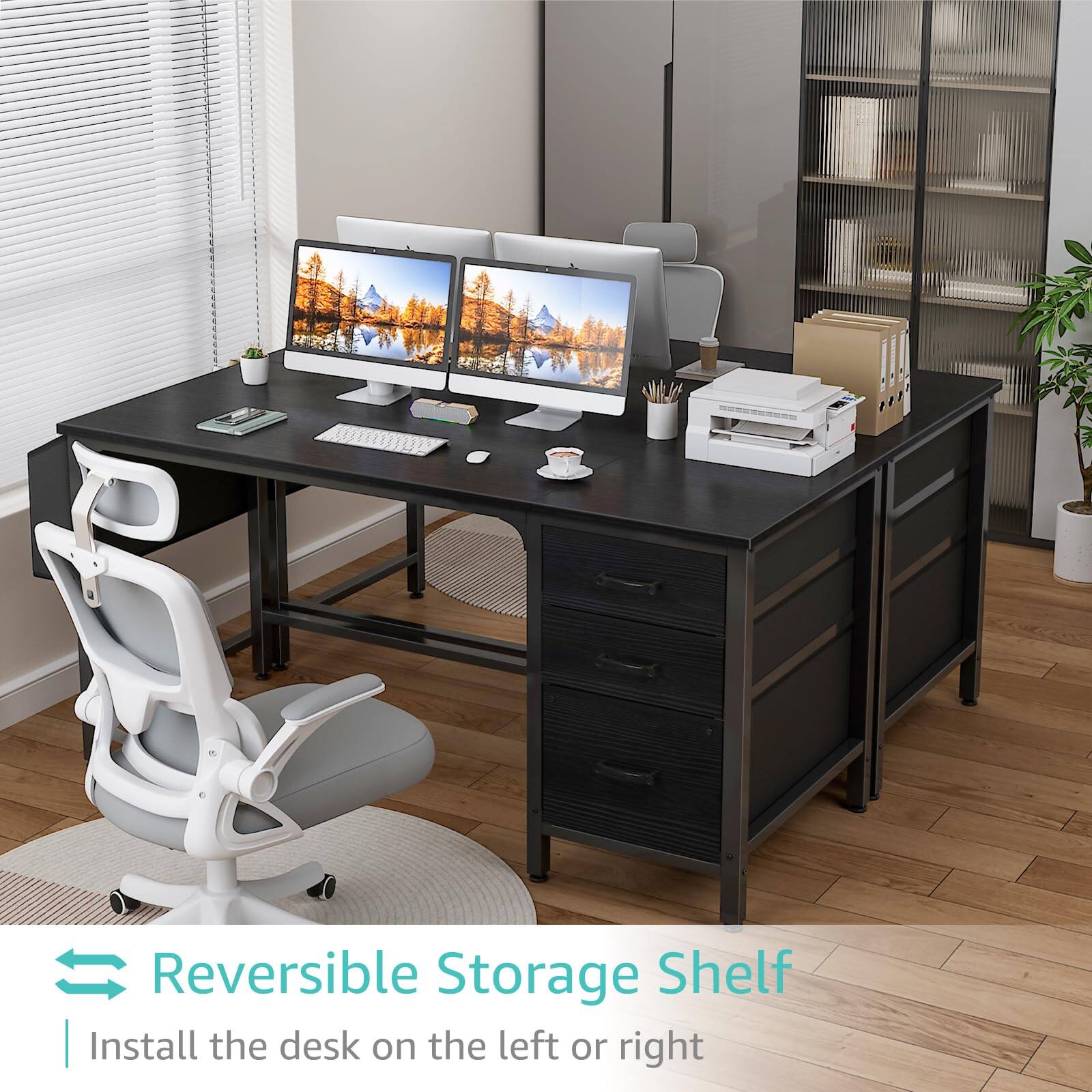 Reversible Storage Shelf  
Install the desk on the left or right