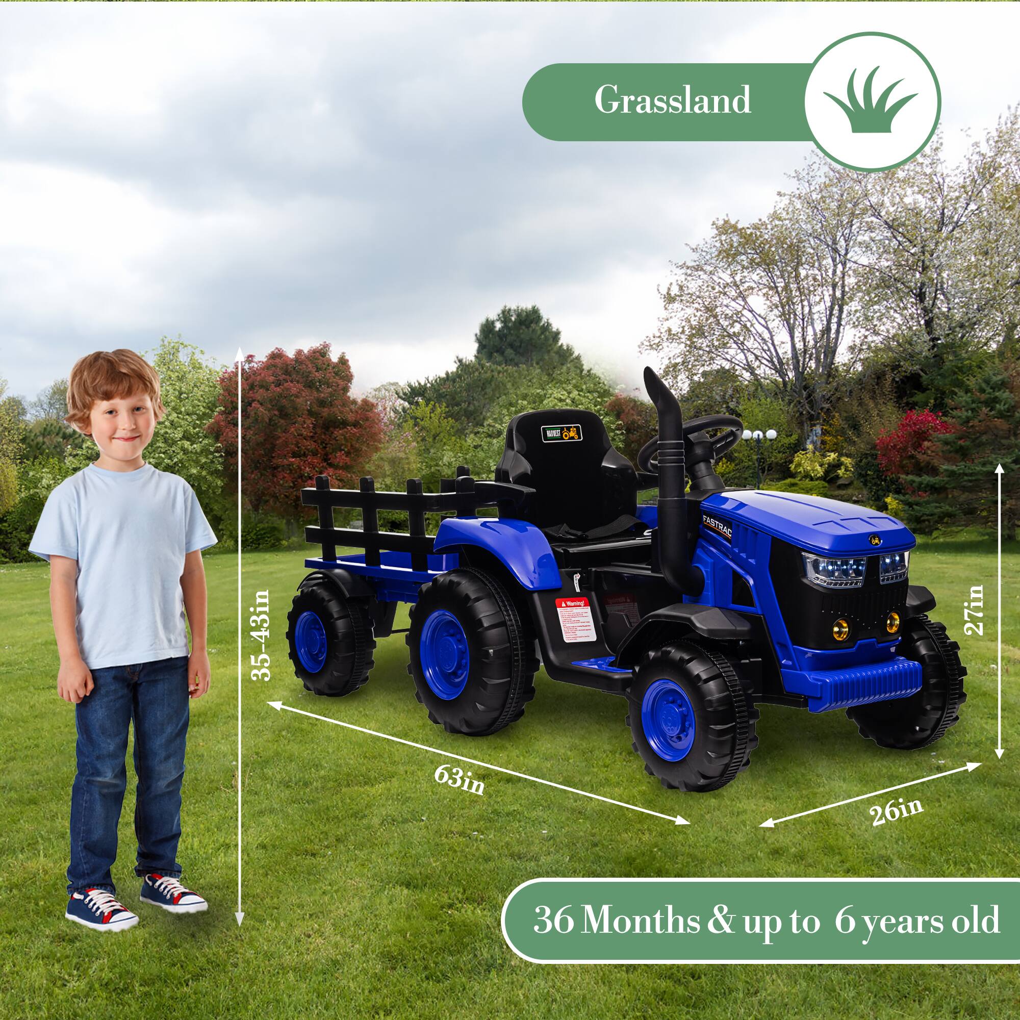 Grassland  
VE R 35-43in  
TWSTRAC CPNO  
PEAE  
27in  
63in  
26in  
36 Months & up to 6 years old