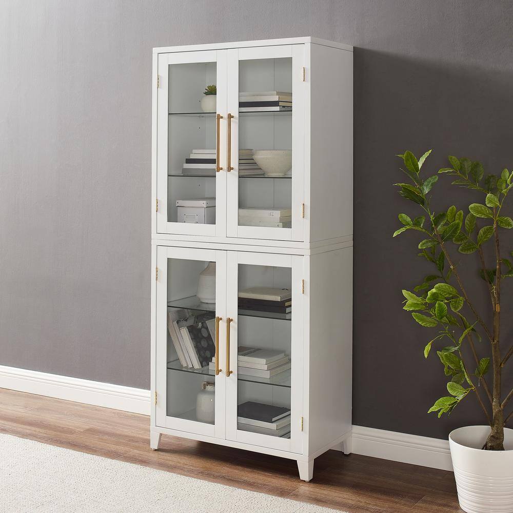 Alt View 6. Crosley Furniture - Roarke Glass Door Kitchen Pantry Storage Cabinet - White.
