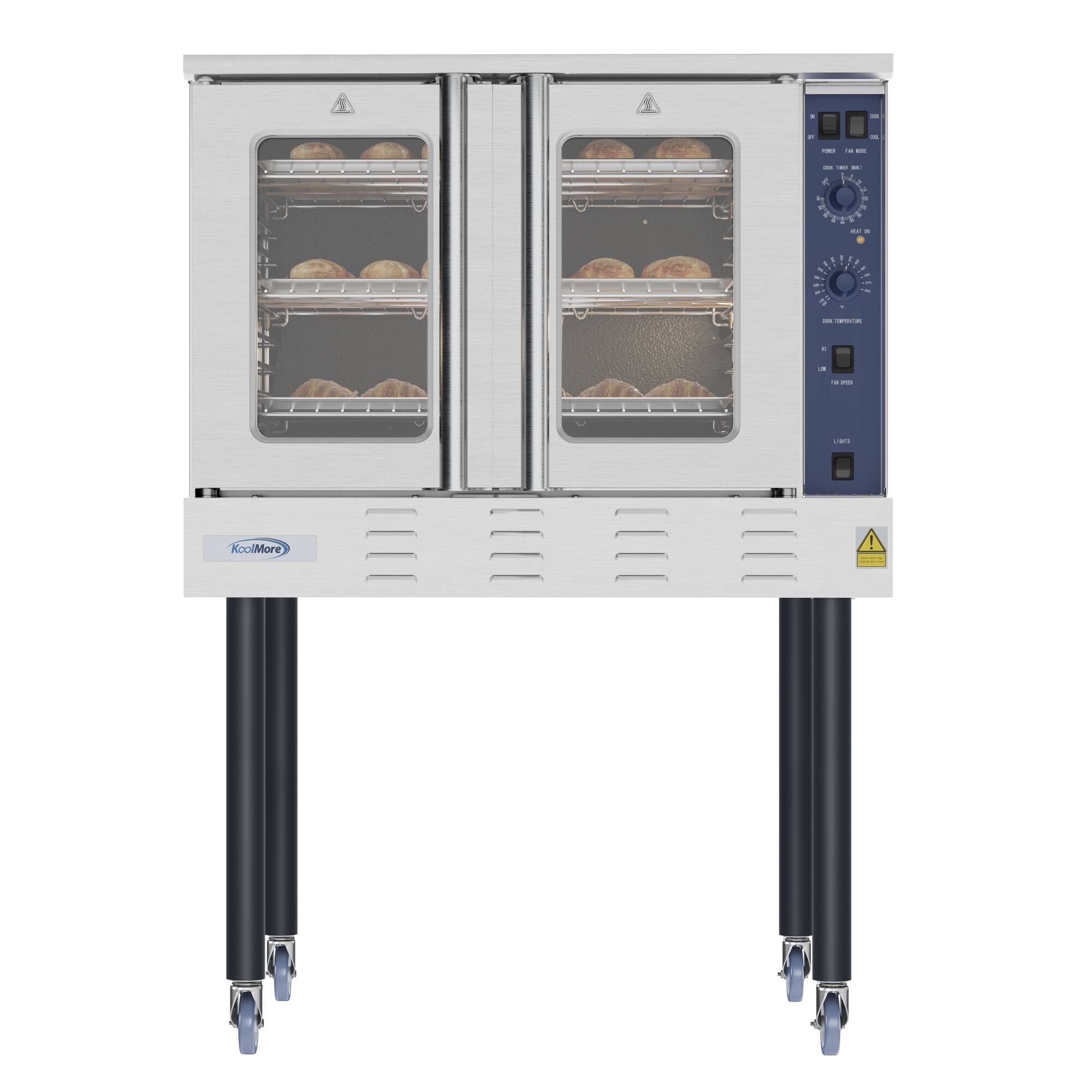 Front. Koolmore - 38 in. Full Size Single Deck Commercial LP Convection Oven 54,000 BTU with Casters (KM-CCO54-LPC) - Stainless Steel.