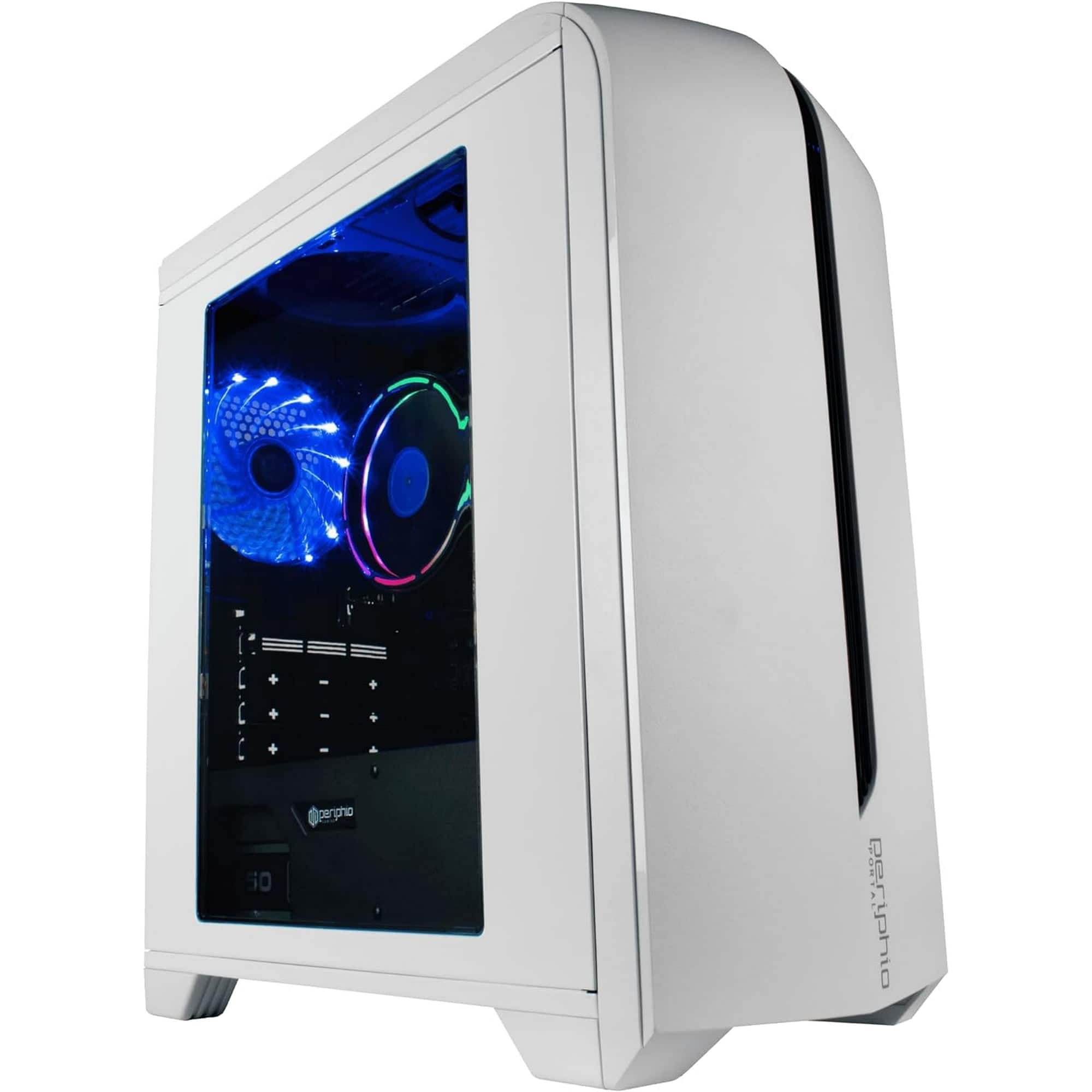 Periphio - Warp Gaming PC Desktop - AMD Ryzen 5 CPU, Vega 7 Graphics, 16GB RAM, 2TB Storage, WiFi Built-In, Win 11 Gaming - White