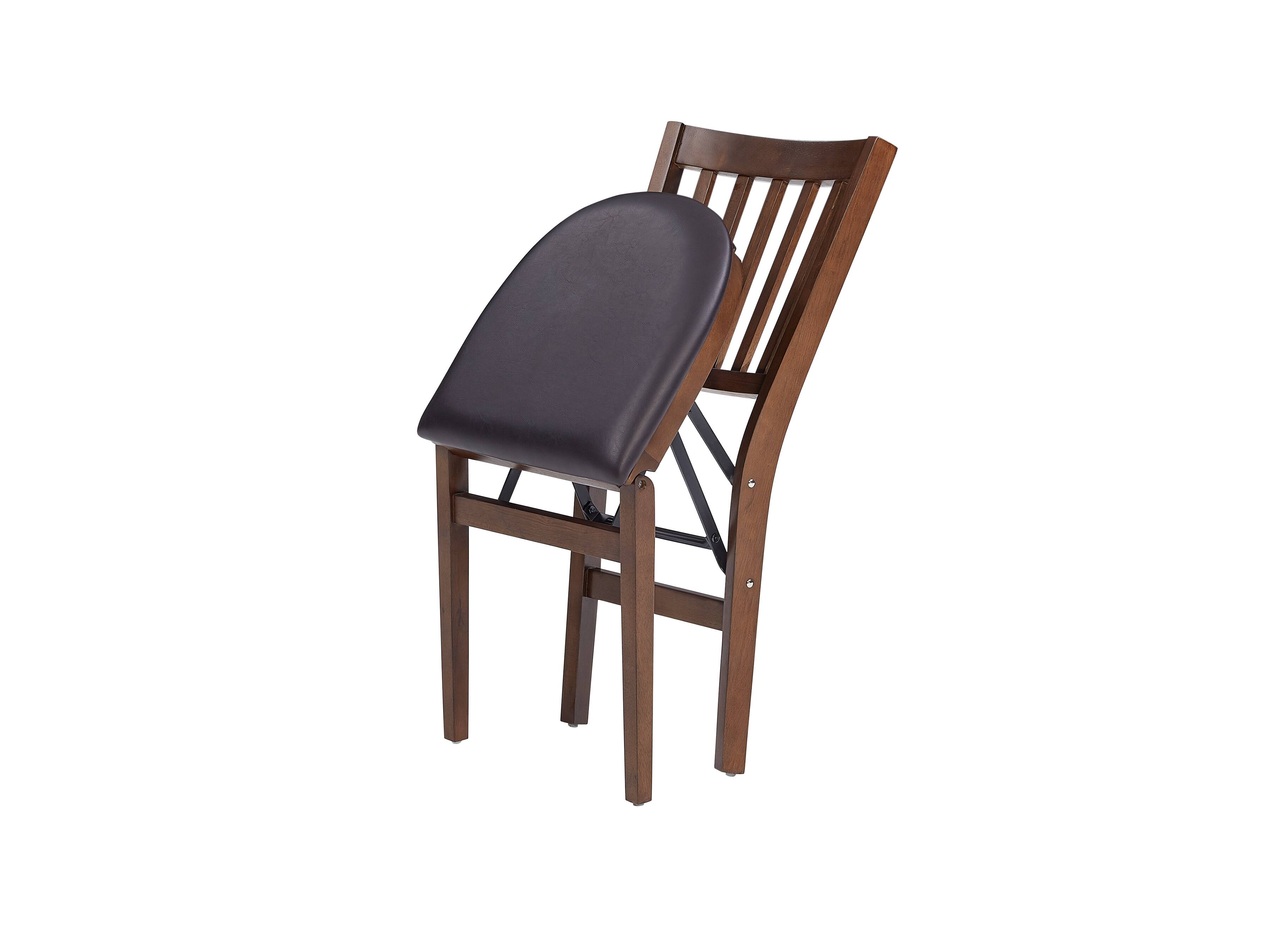 Alt View 2. Stakmore - Stakmore School House Folding Chair, Espresso Frame with Espresso Bonded Leather - Espresso Finish.