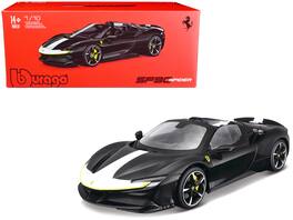 Bburago - Ferrari SF90 Spider Assetto Fiorano "Signature Series" 1/18 Diecast - Black Metallic with White Stripes