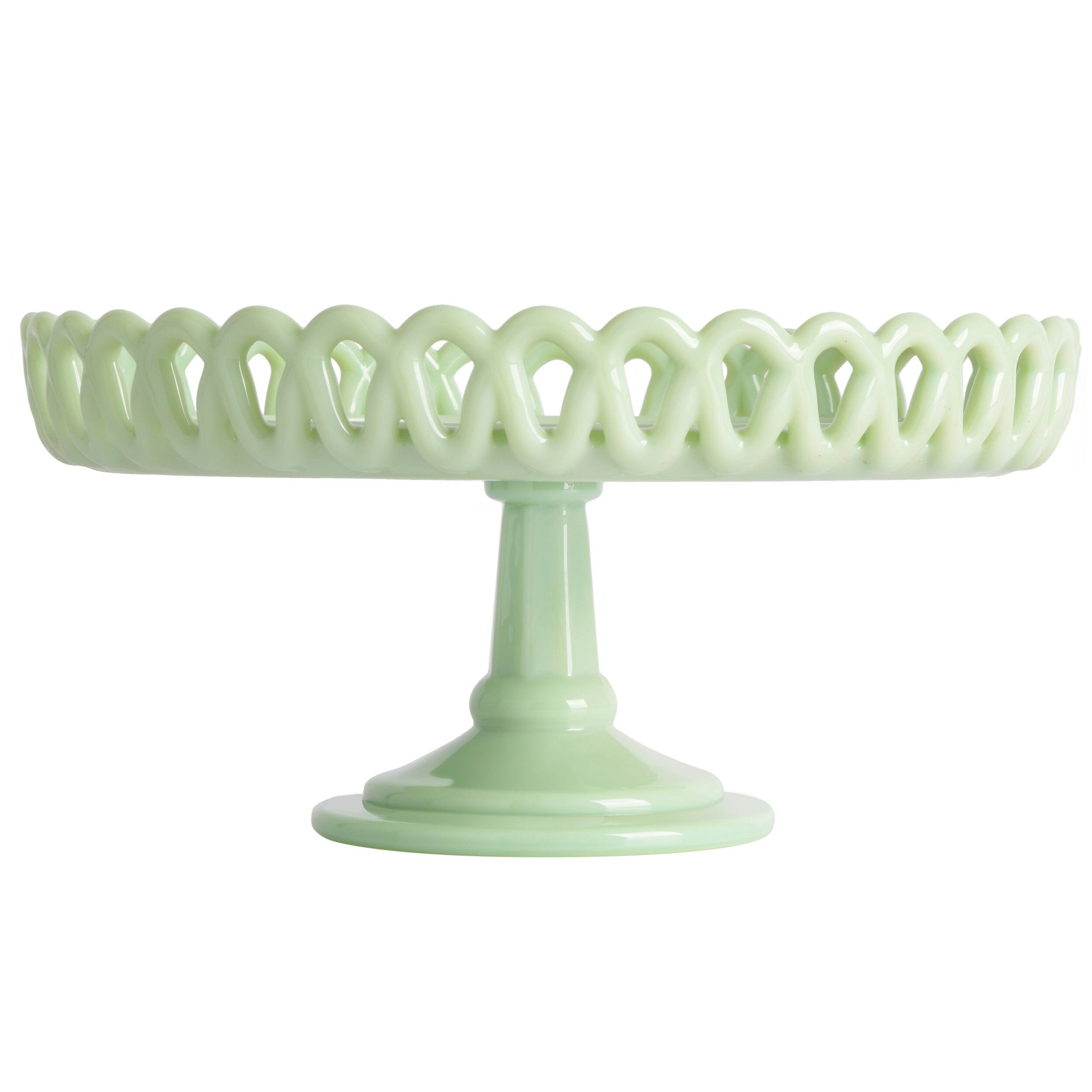Angle. Martha Stewart - Martha Stewart Highbrook Jadeite Glass Loop Cake Stand in Mint - Mint.