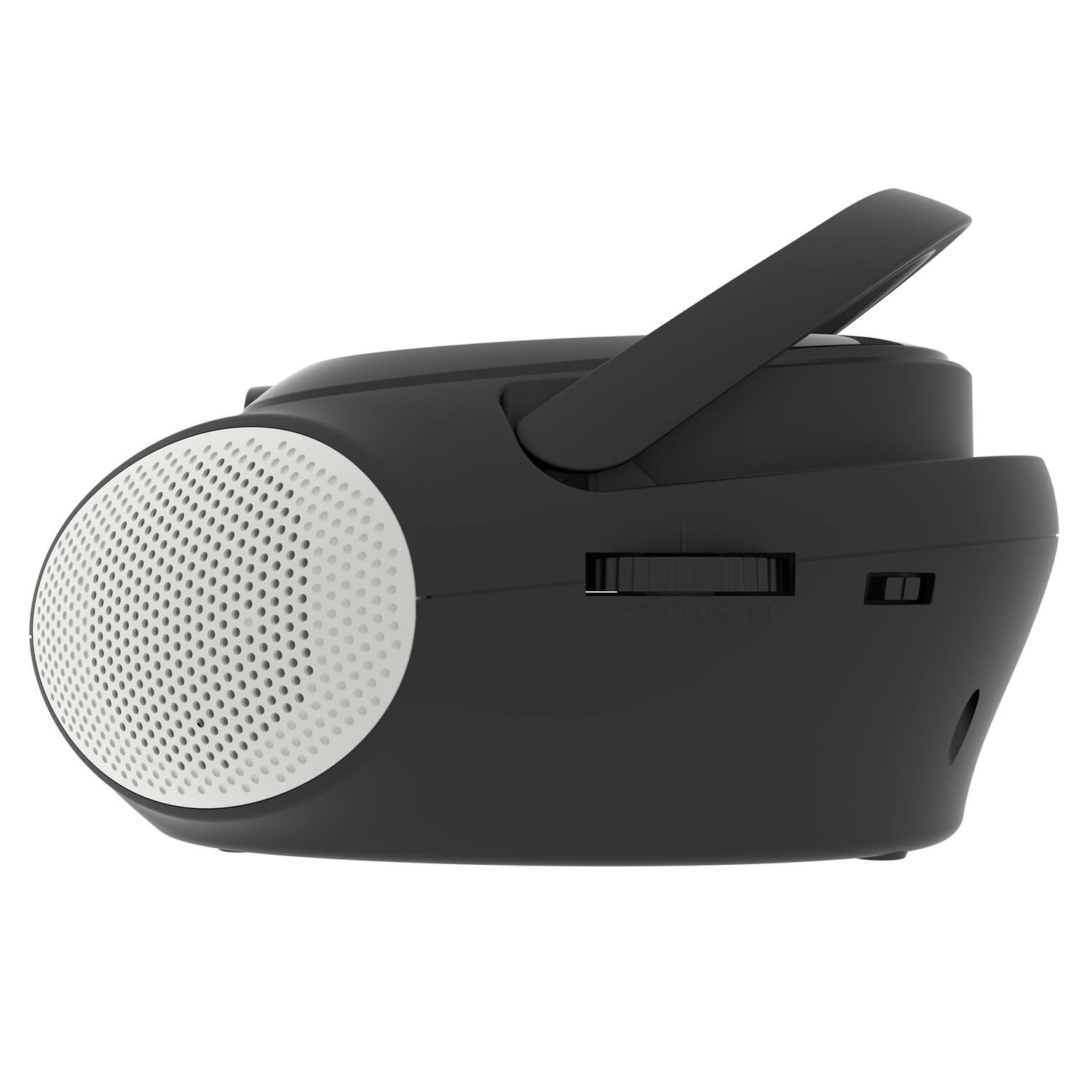 Alt View 3. Magnavox - 10W Portable CD Cassette AM/FM Radio Boom Box, Aux, Telescoping Antenna, Carrying Handle, AC/Battery, MRCD6924 - Black.