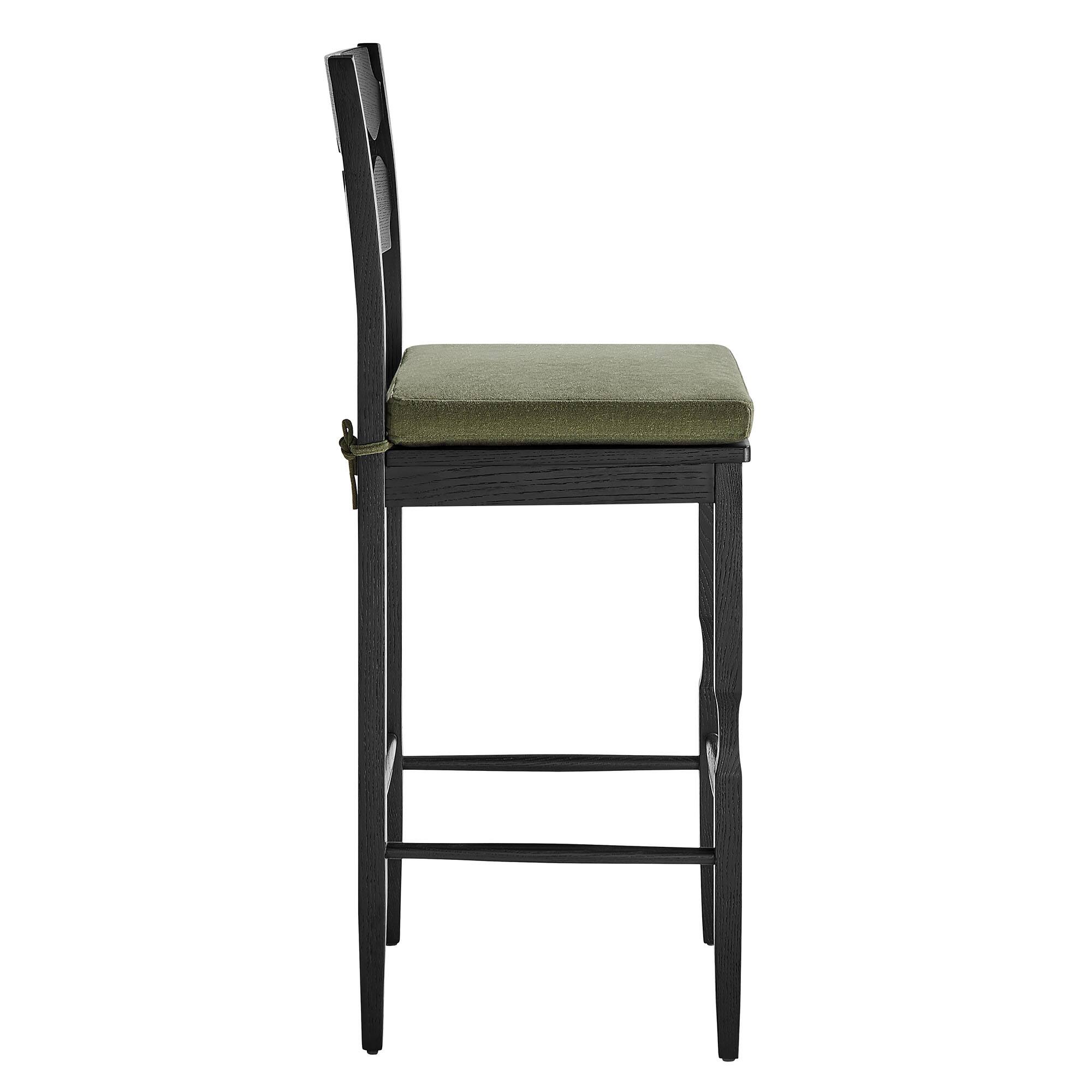 Alt View 2. Modway - Jax Oak Wood Bar Stool With Wavy Razor Back and Cushion by Modway - Black Sage.