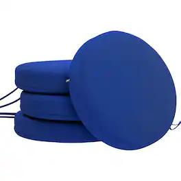 Outsunny - Outdoor Bistro Chair Cushions Set of 4 with Machine Washable Cover, 15" x 15" x 3" Thick Round Seat Cushions - Blue