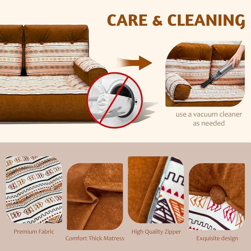 CARE & CLEANING  
use a vacuum cleaner as needed  

Premium Fabric  
Comfort Thick Mattress  
High Quality Zipper  
Exquisite design