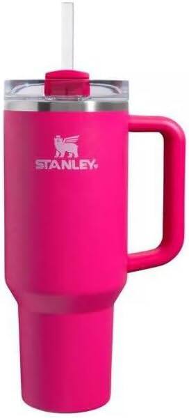 Front. Stanley - STANLEY Quencher H2.0 Tumbler with Handle and Straw 40 oz - Rose Red.