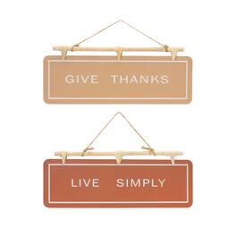BreeBe - Hanging Fall Sentiment Sign (Set of 2) - Orange, Brown