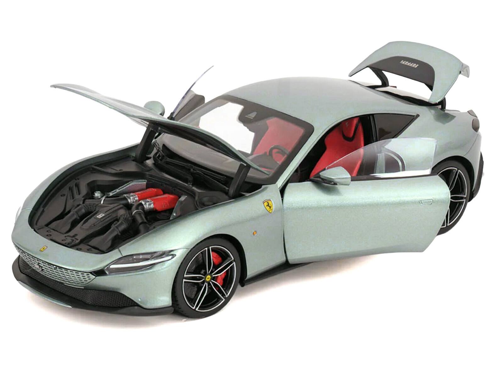 Alt View 1. Polistil - 2019 Ferrari Roma Gray Metallic with Pink Interior 1/18 Diecast Model Car by Polistil.