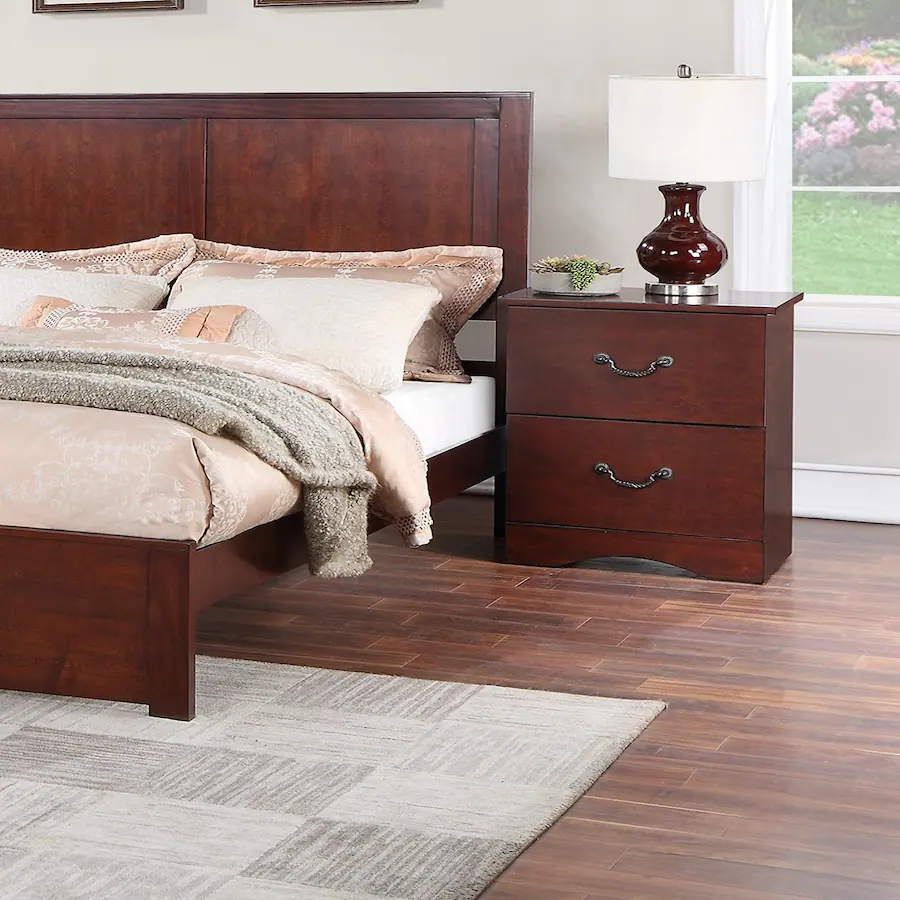 Bedside Table Spring Style Loheer Finish Nightstand, Two Drawer Bedside Table with Storage, Twenty ...