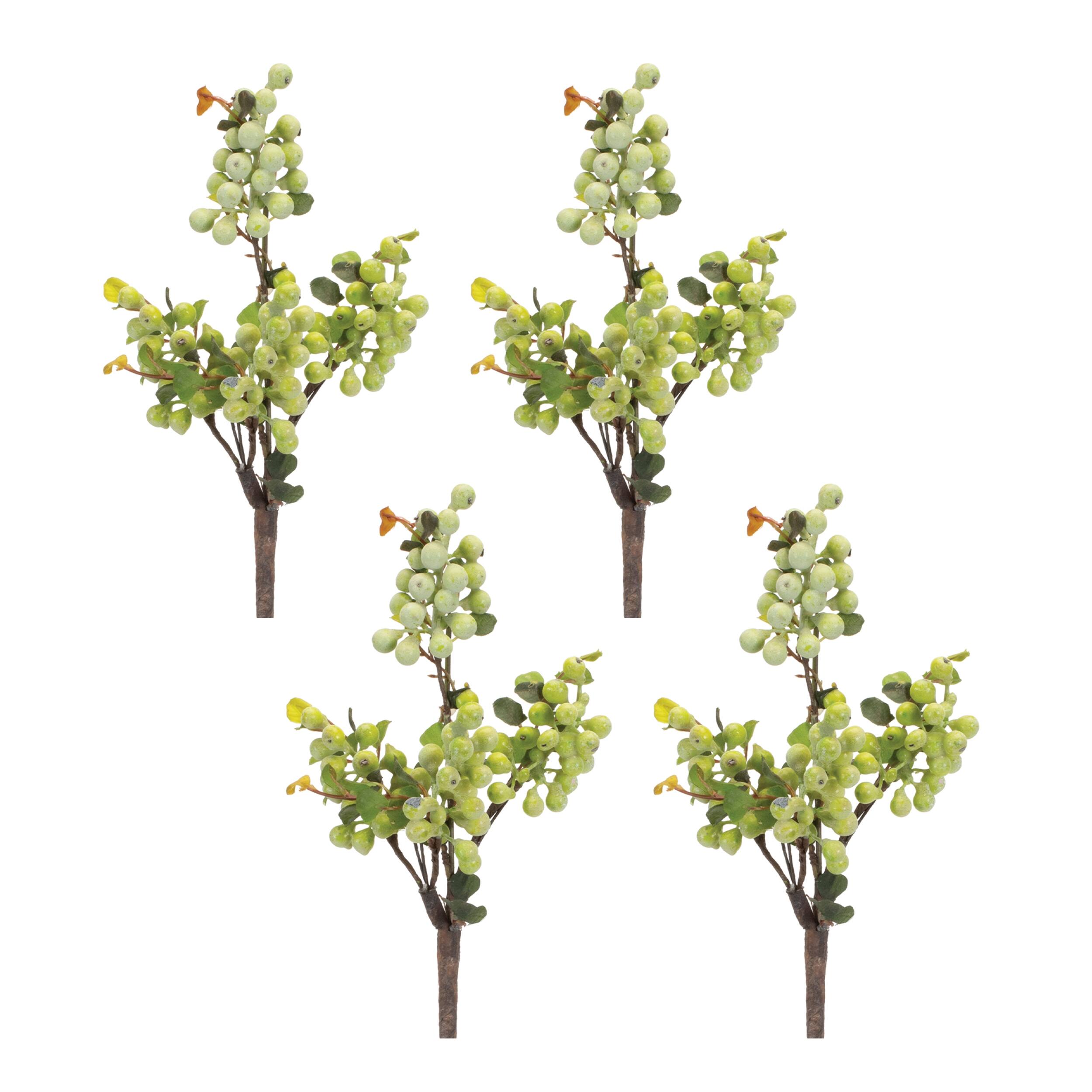 Left. BreeBe - Green Berry Foliage Spray (Set of 4) - Green.
