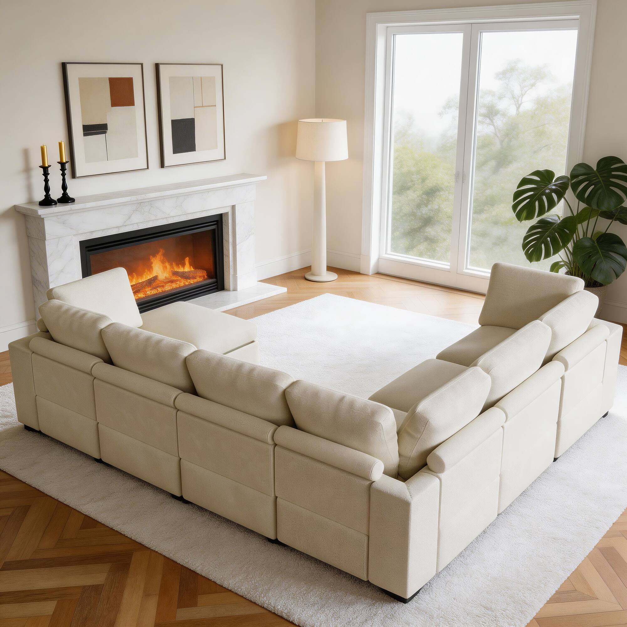 KERDOM 6 7 Seater Oversized Sectional Sofa for Big Family, Fabric