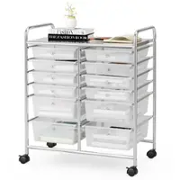 Costway - 12 Drawer Rolling Storage Cart Scrapbook Paper Office School Organizer - Clear - Front_Zoom