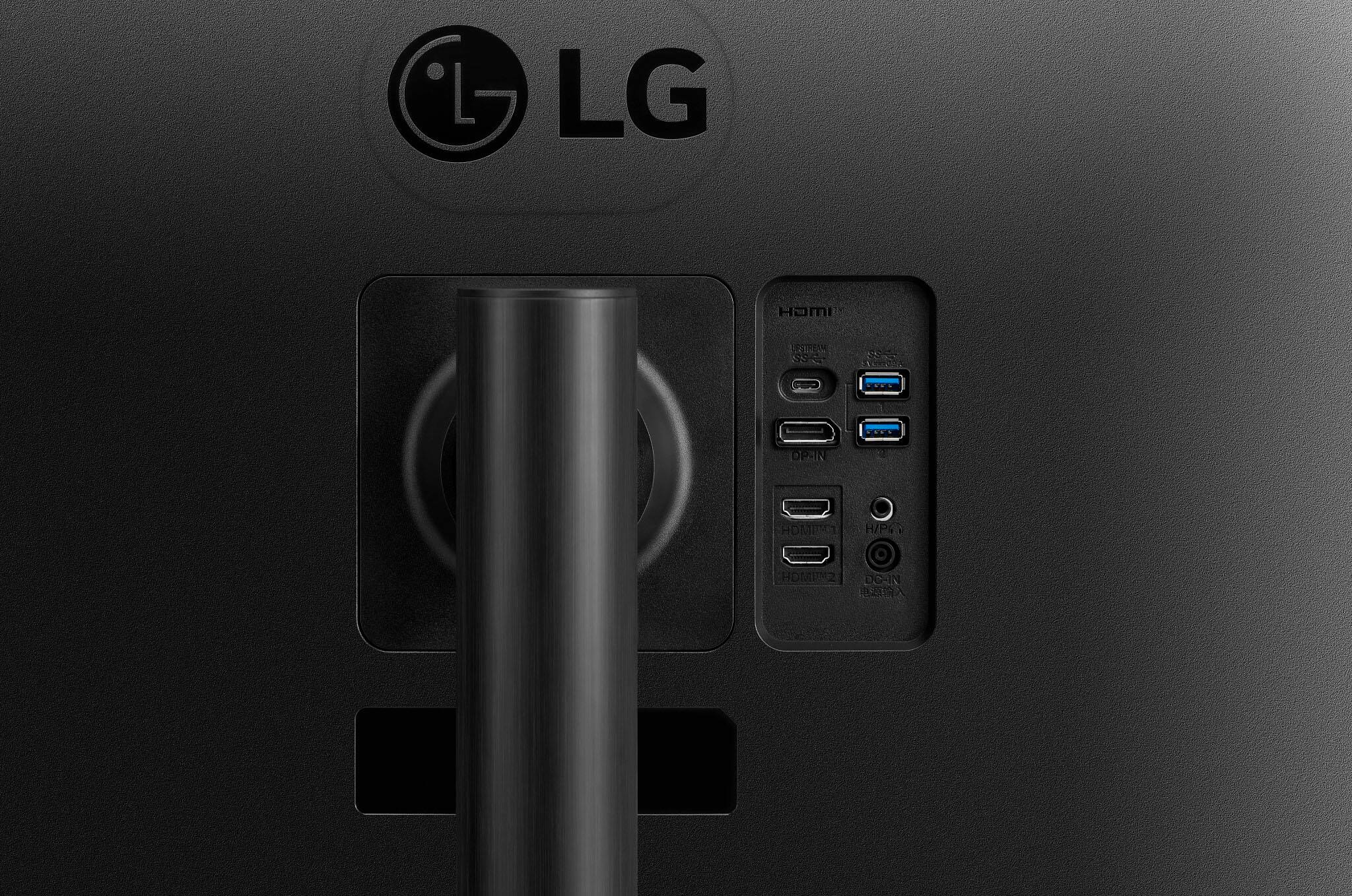 LG is the brand name displayed on the image, which features a black device with a USB port and a power button.