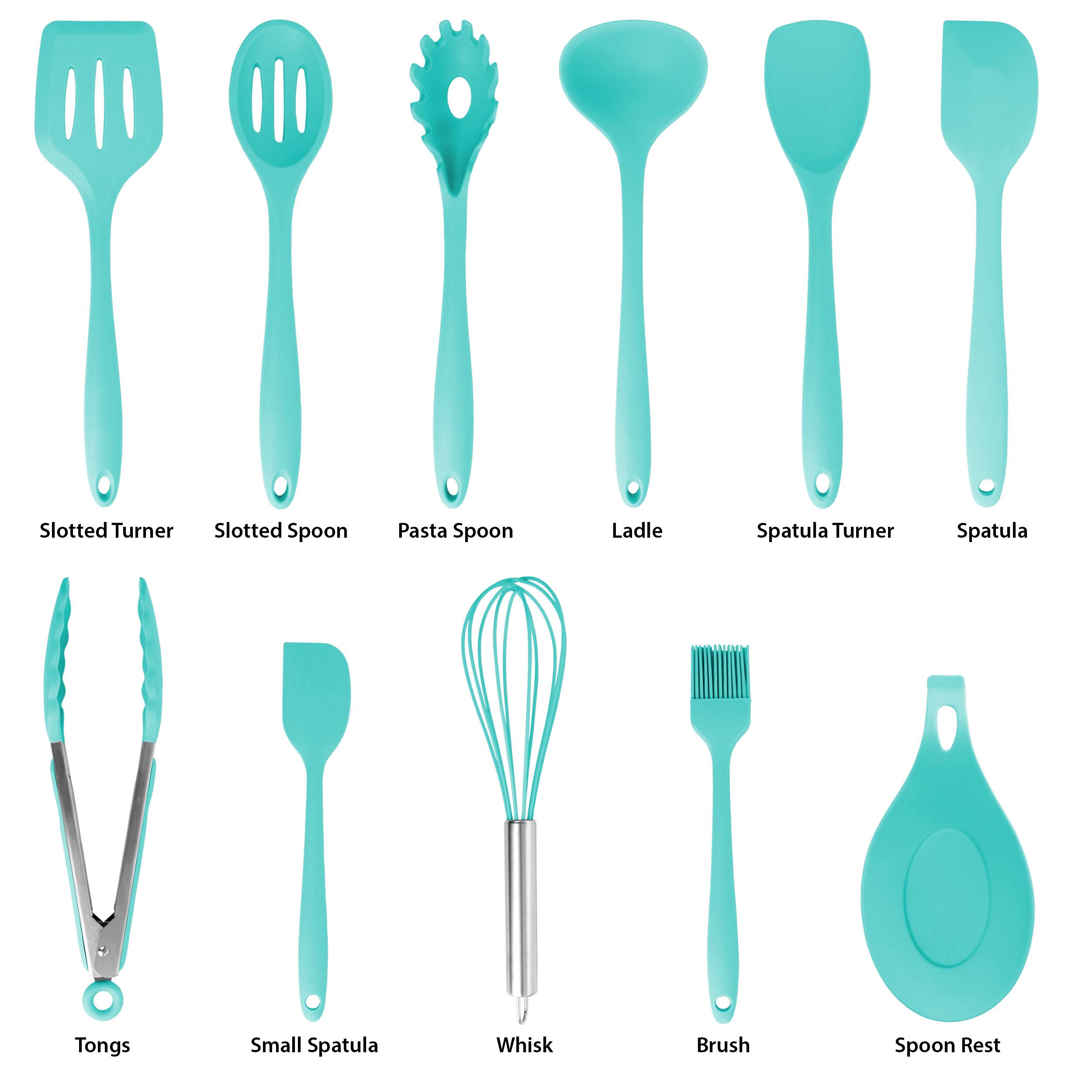 Slotted Turner, Slotted Spoon, Pasta Spoon, Ladle, Spatula Turner, Spatula, Tongs, Small Spatula, Whisk, Brush, Spoon Rest
