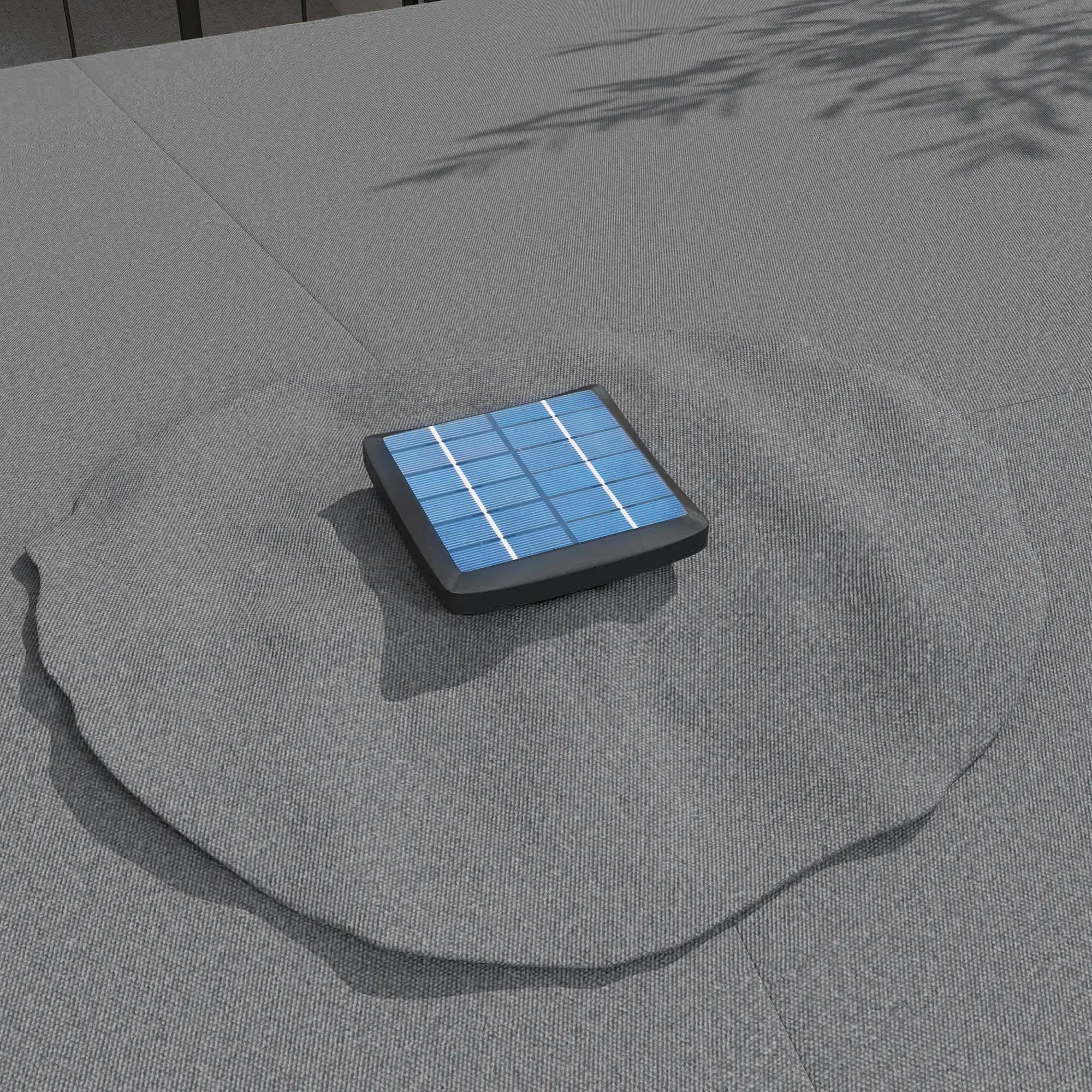 Alt View 4. Spaco - Spaco Double-Sided Garden Parasol, Patio Sun Umbrella with LED Solar Lights - Grey.