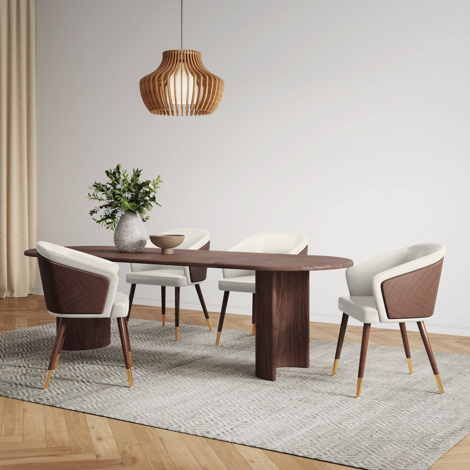 Angle. Manhattan Comfort - Reeva Modern Wood Vegan Leather Dining Chair - Cream.