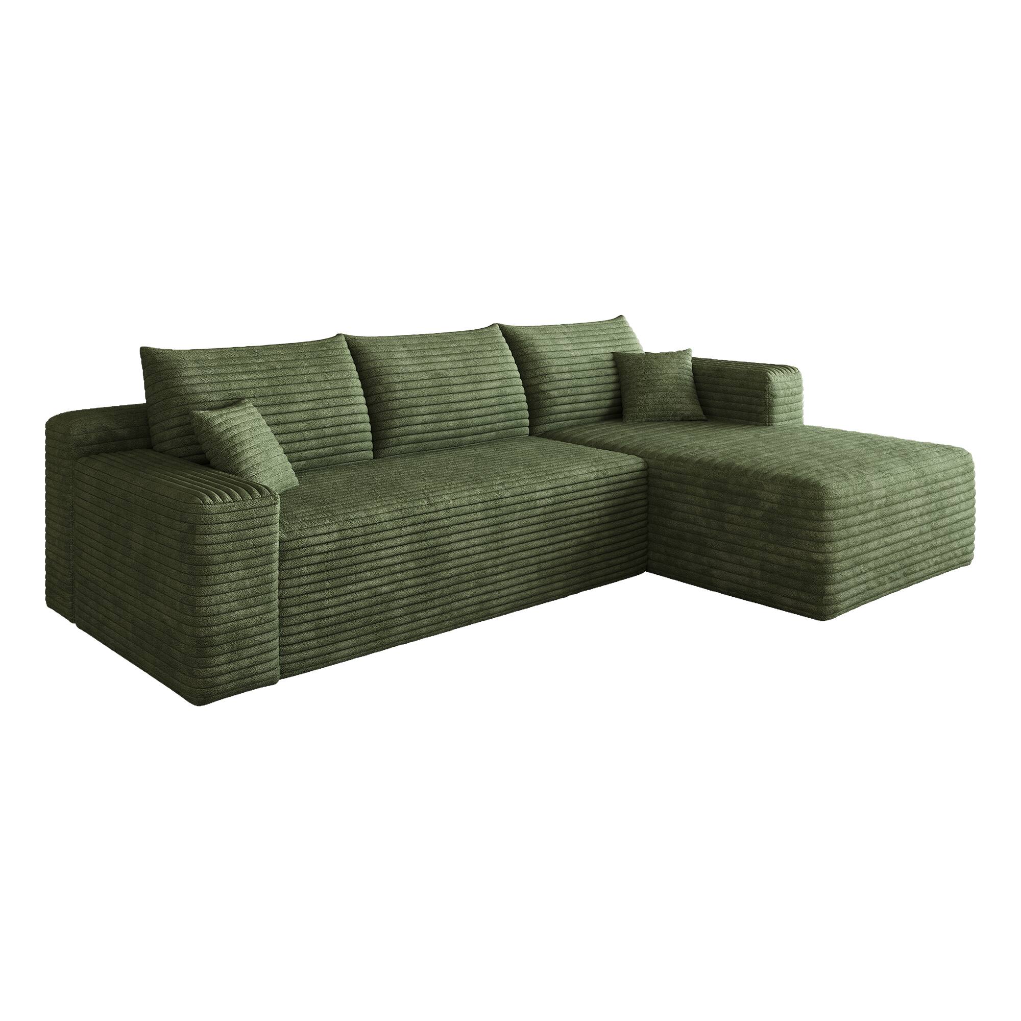 Alt View 5. Meqiodas - 95" Sectional Sofa with L-Shape Lounge,Soft Corduroy Modular Couch for Living Room, Deep Seat Corner Couch, No Assembly - Green.