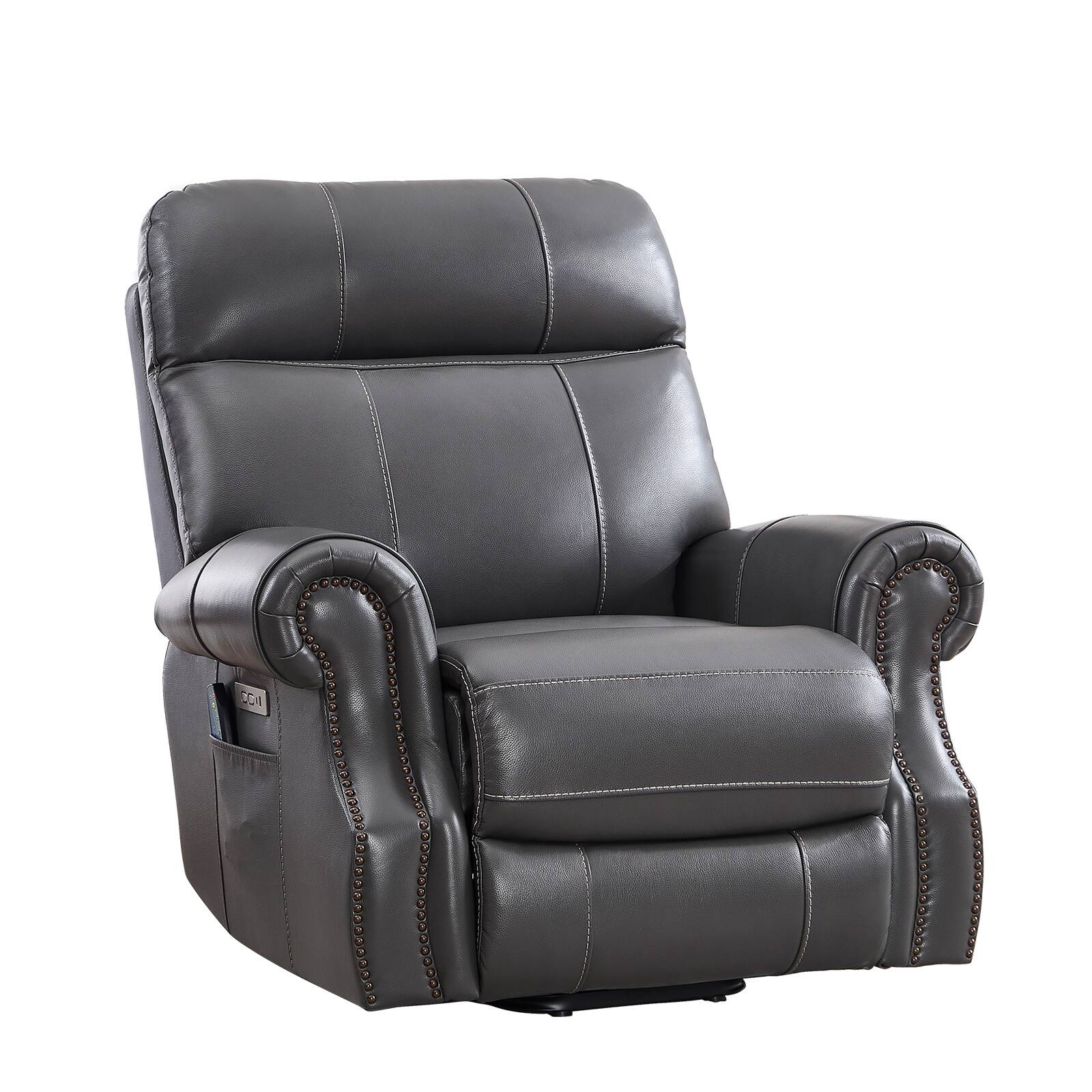 Alt View 3. Bestier - Genuine Leather Power Lift Recliner Chair with Massage, USB Port for Living Room Bedroom Home Theater - Dark Blue.