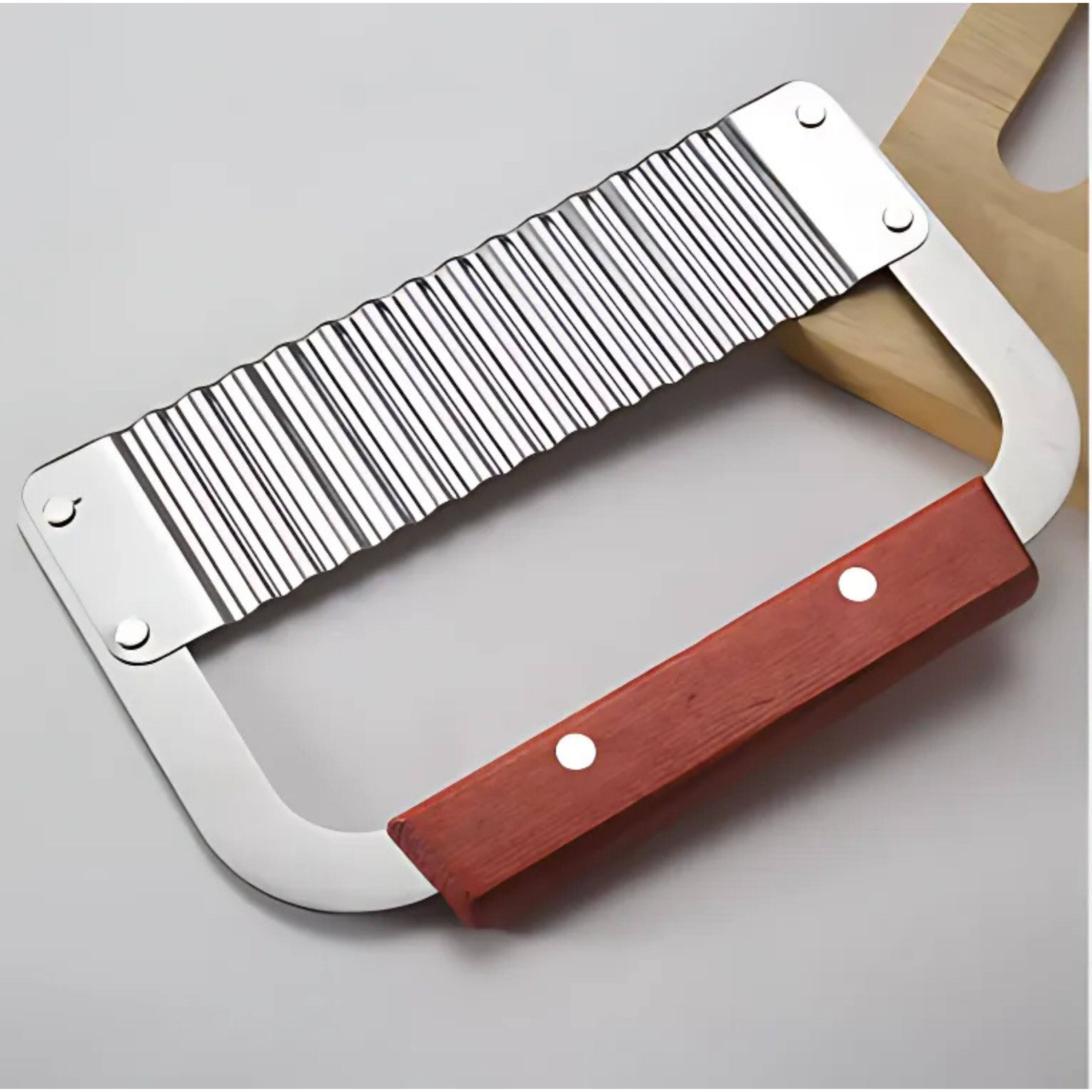 Left. Kitcheniva - Stainless Steel Wavy Crinkle Cutter Slicer with Wooden Handle.