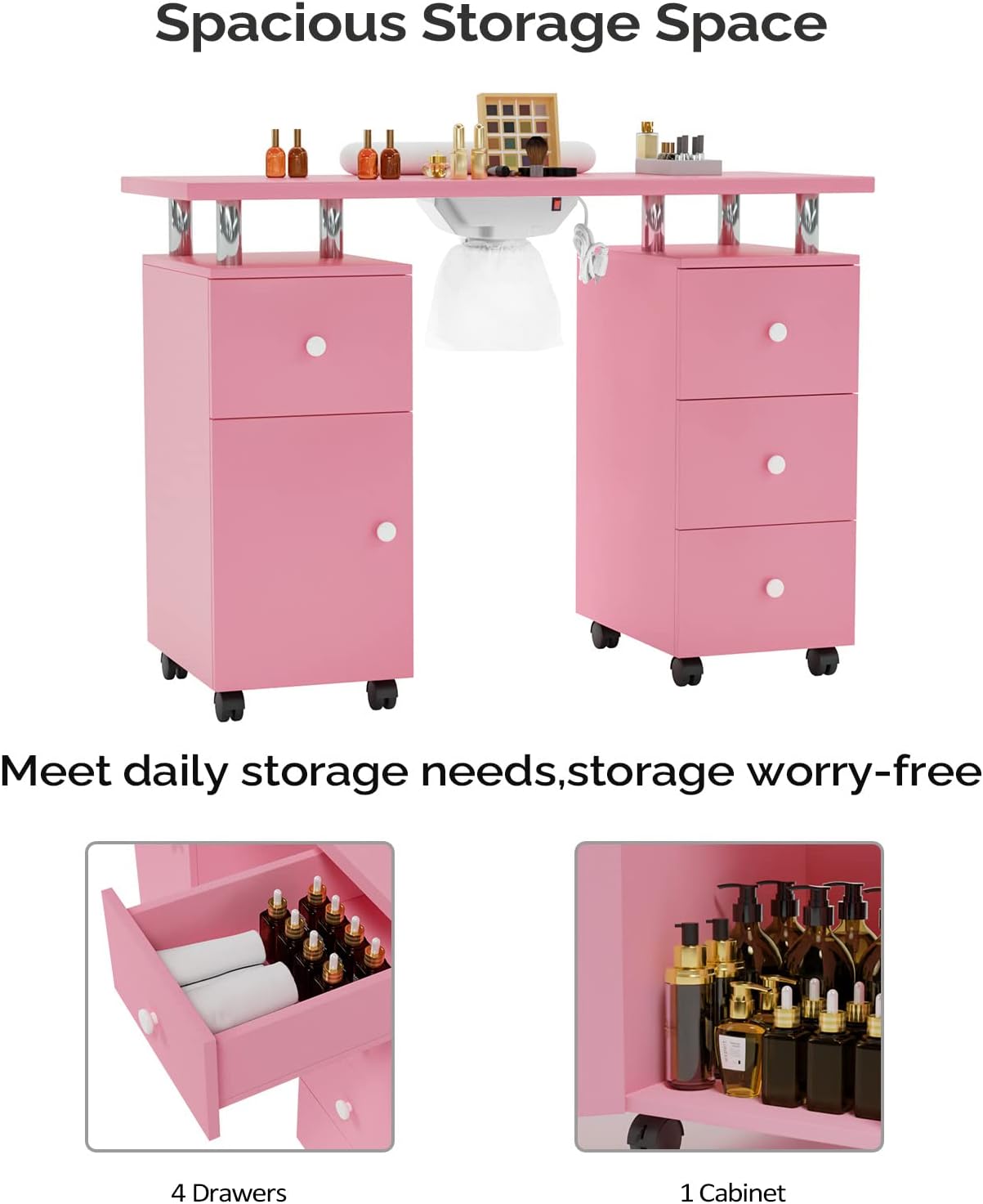 Spacious Storage Space

Meet daily storage needs, storage worry-free

4 Drawers

1 Cabinet