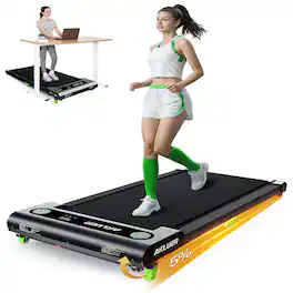 Loheer - Under Desk Walking Pad Treadmill with Incline, Quiet Portable Compact Treadmill for Home Office - Black