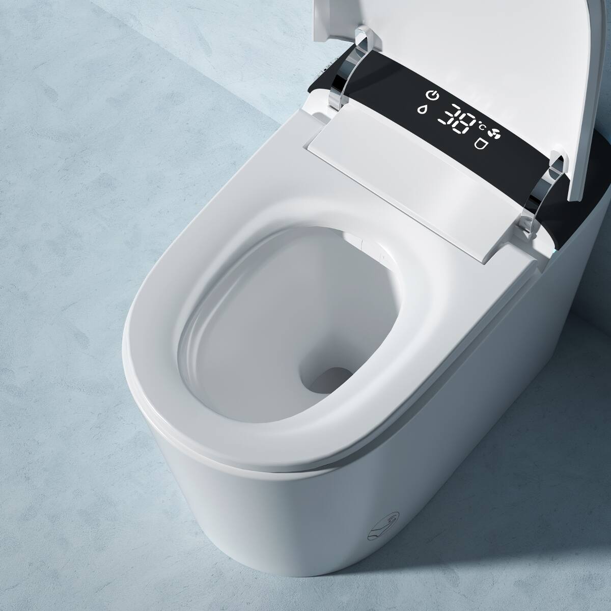Alt View 7. Loheer - Loheer Smart Toilet With Built In Bidet, Heated Seat, Automatic Flush, Floor Mounted, White and Black - White and Black.