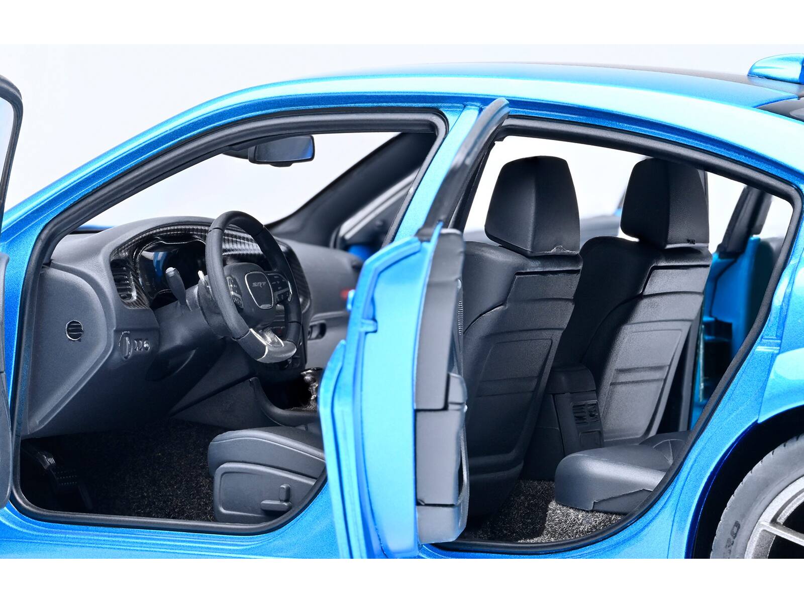 Alt View 3. Autoart - Dodge Charger SRT Hellcat Redeye B5 Blue Metallic w/ Carbon Stripes 1/18 Car Model by Autoart.