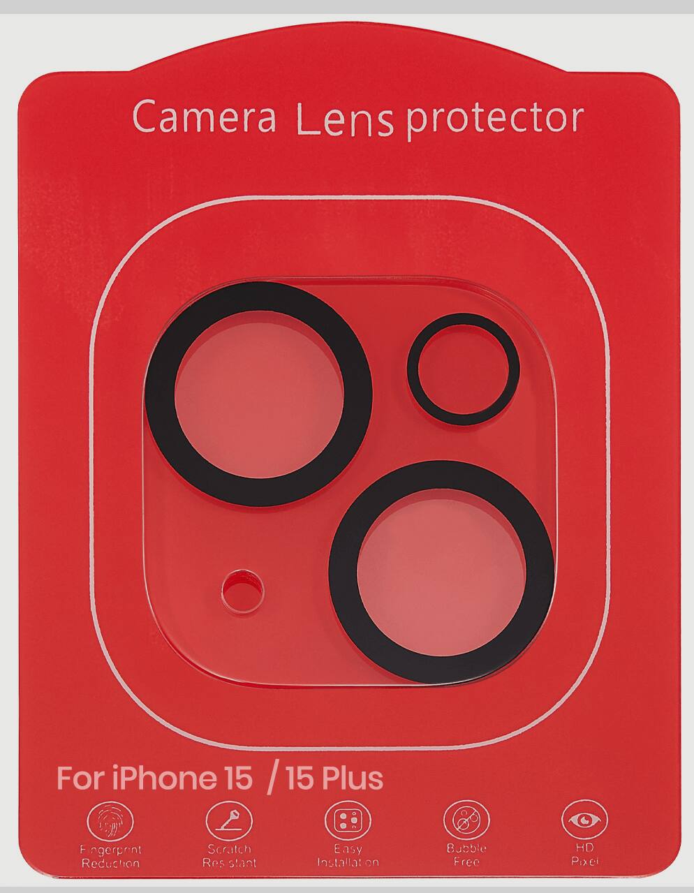 Camera Lens protector

For iPhone 15 / 15 Plus

- Fingerprint Reduction
- Scratch Resistant
- Easy Installation
- Bubble Free
- HD Pixel