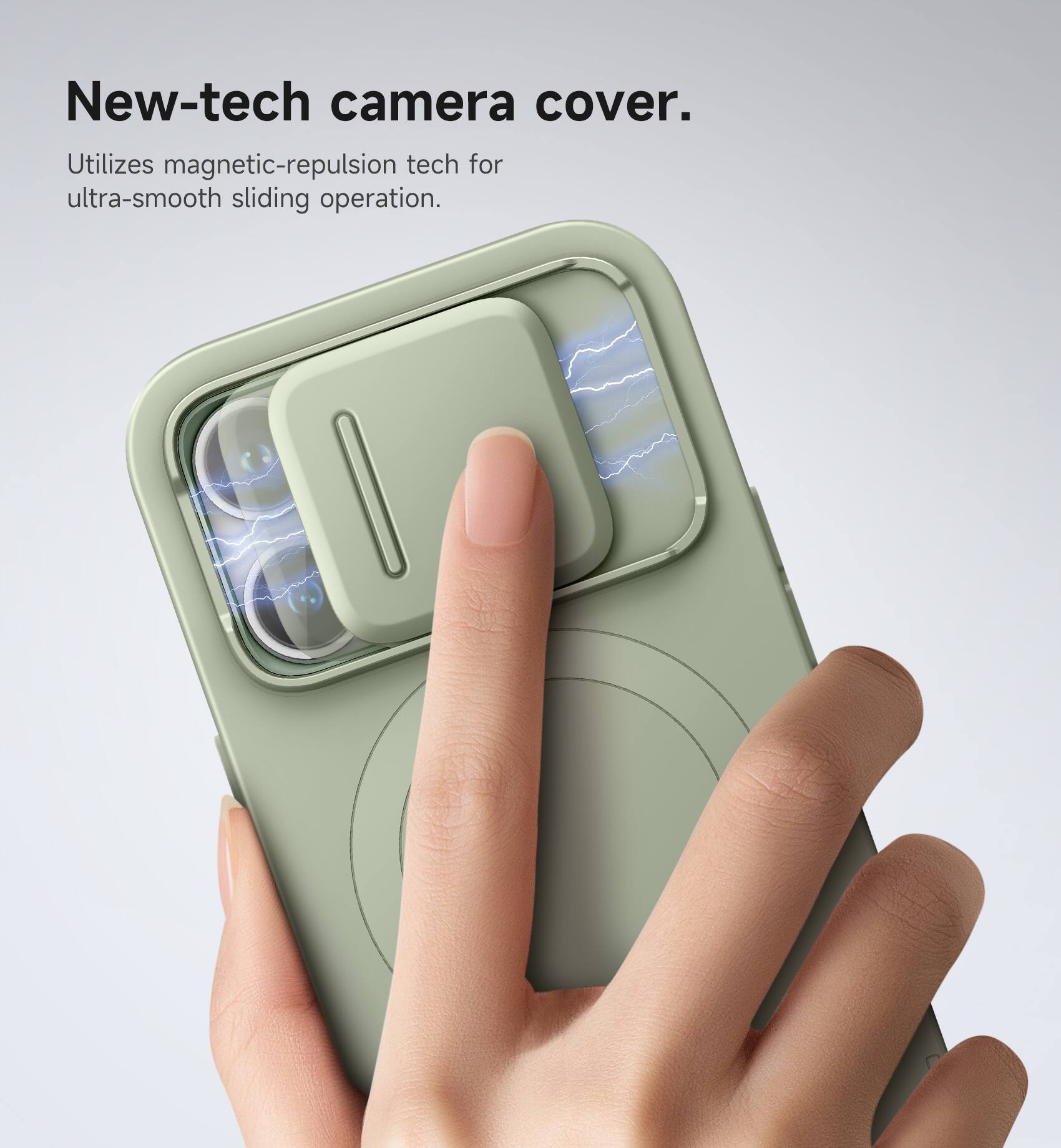 New-tech camera cover.  
Utilizes magnetic-repulsion tech for ultra-smooth sliding operation.