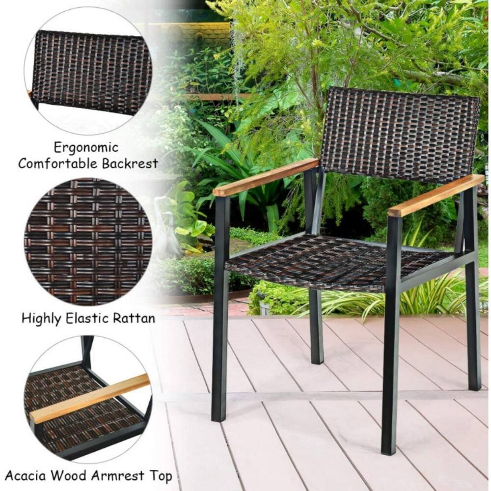 Ergonomic Comfortable Backrest  
Highly Elastic Rattan  
Acacia Wood Armrest Top