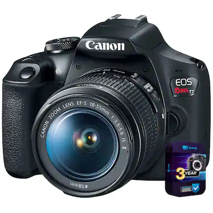 Canon EOS Rebel T7
Canon Zoom Lens EF-S 18-55mm 1:3.5-5.6 IS II
58mm
3 Year Accidental Extended Protection
