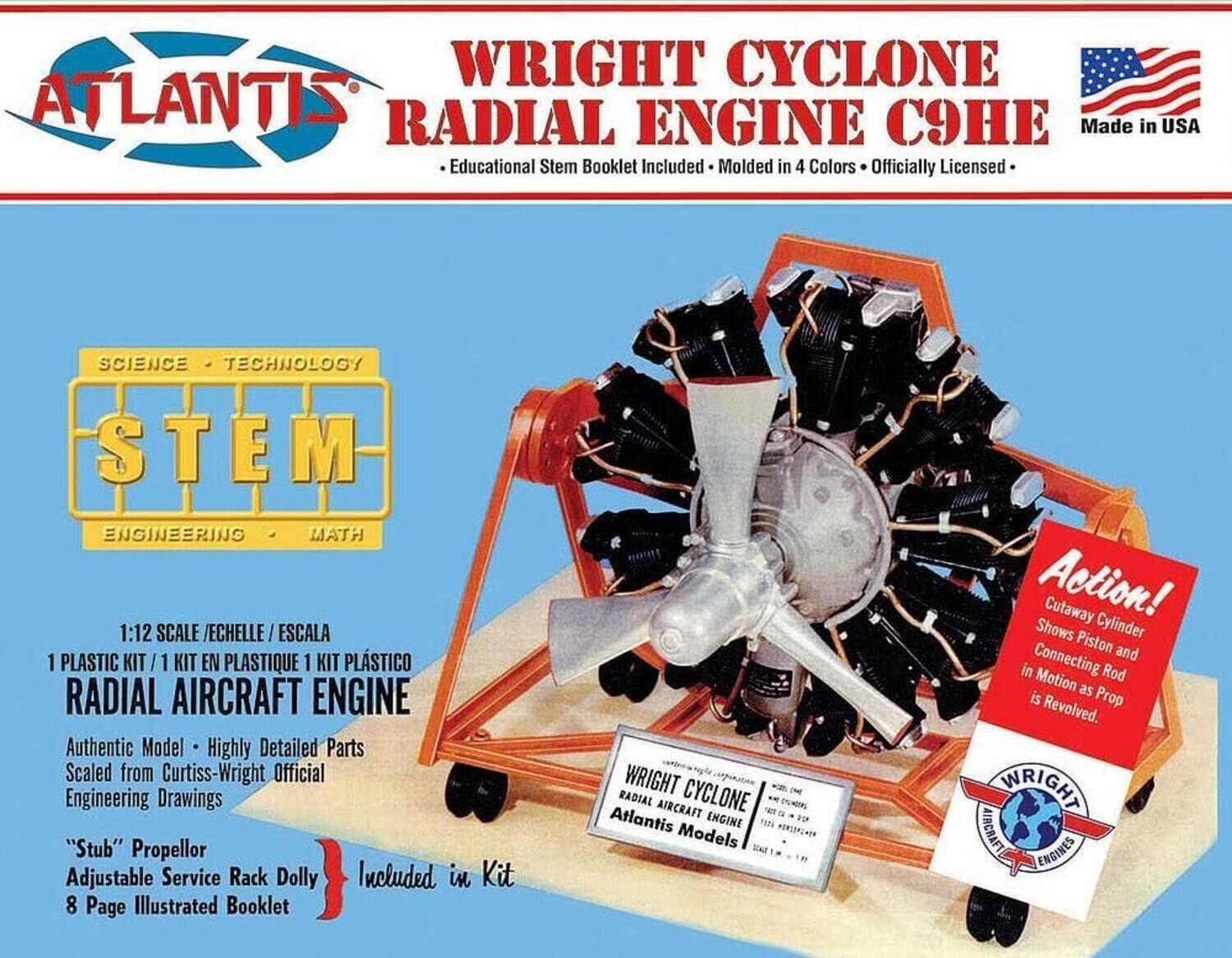 PopMarket - Wright Cyclone Radial Aircraft Engine C9HE (STEM) 1/12 Scale Model Kit - COLLECTIBLES - Multicolor