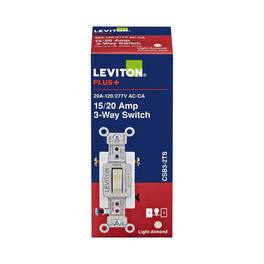 Leviton - 20 amps 3 Way Toggle AC Quiet Switch 1 pk - Light Almond