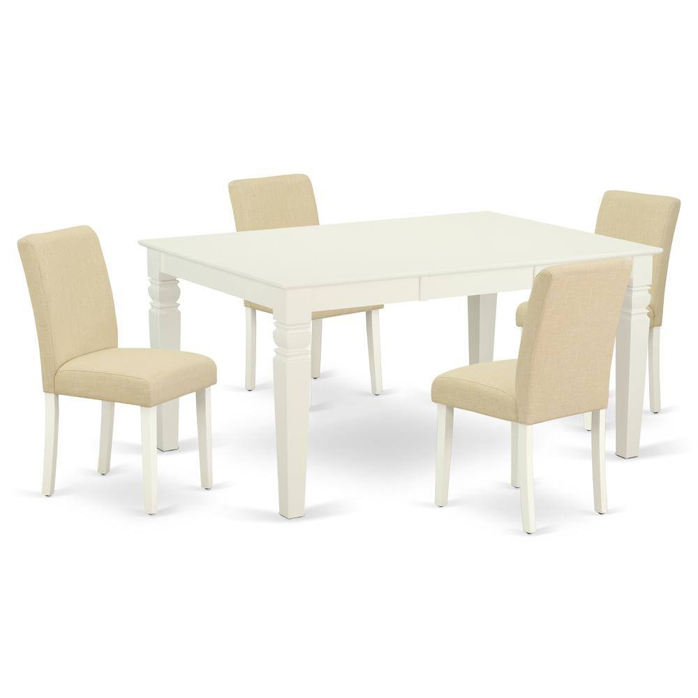 Back. East West Furniture - Dining Room Set Linen White - Linen White.