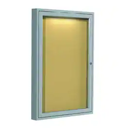 Ghent - 36"x24" 1-Dr Alum Fr Enclosed Cork Bulletin Board w/ Concealed Lighting - Natural
