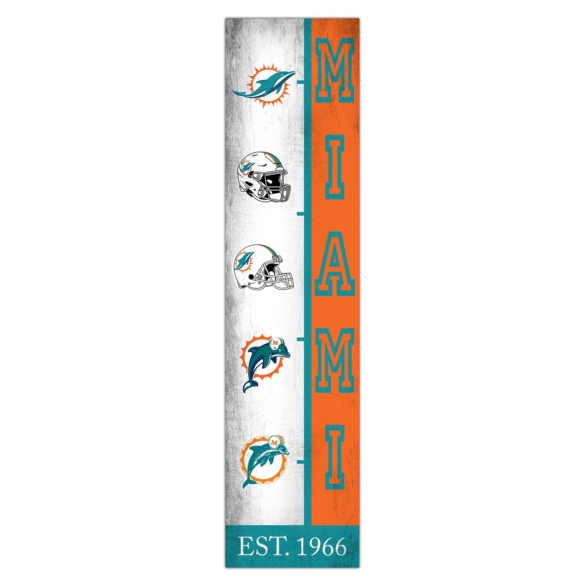 Miami Dolphins 6" x 24" Progression Wood Sign
